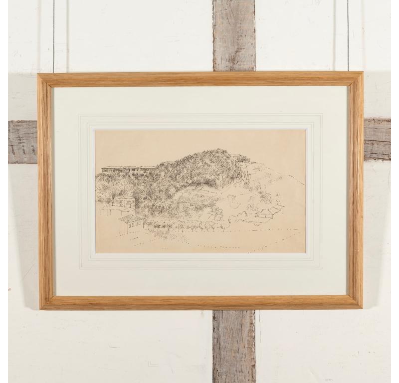 Paysage italien, peinture au stylo de Reginald Brill, 1950 circa en vente 1