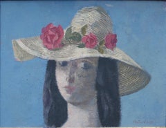 Reginald Brill:: Der Sonnenhut:: Modernes britisches Ölporträt einer jungen Dame