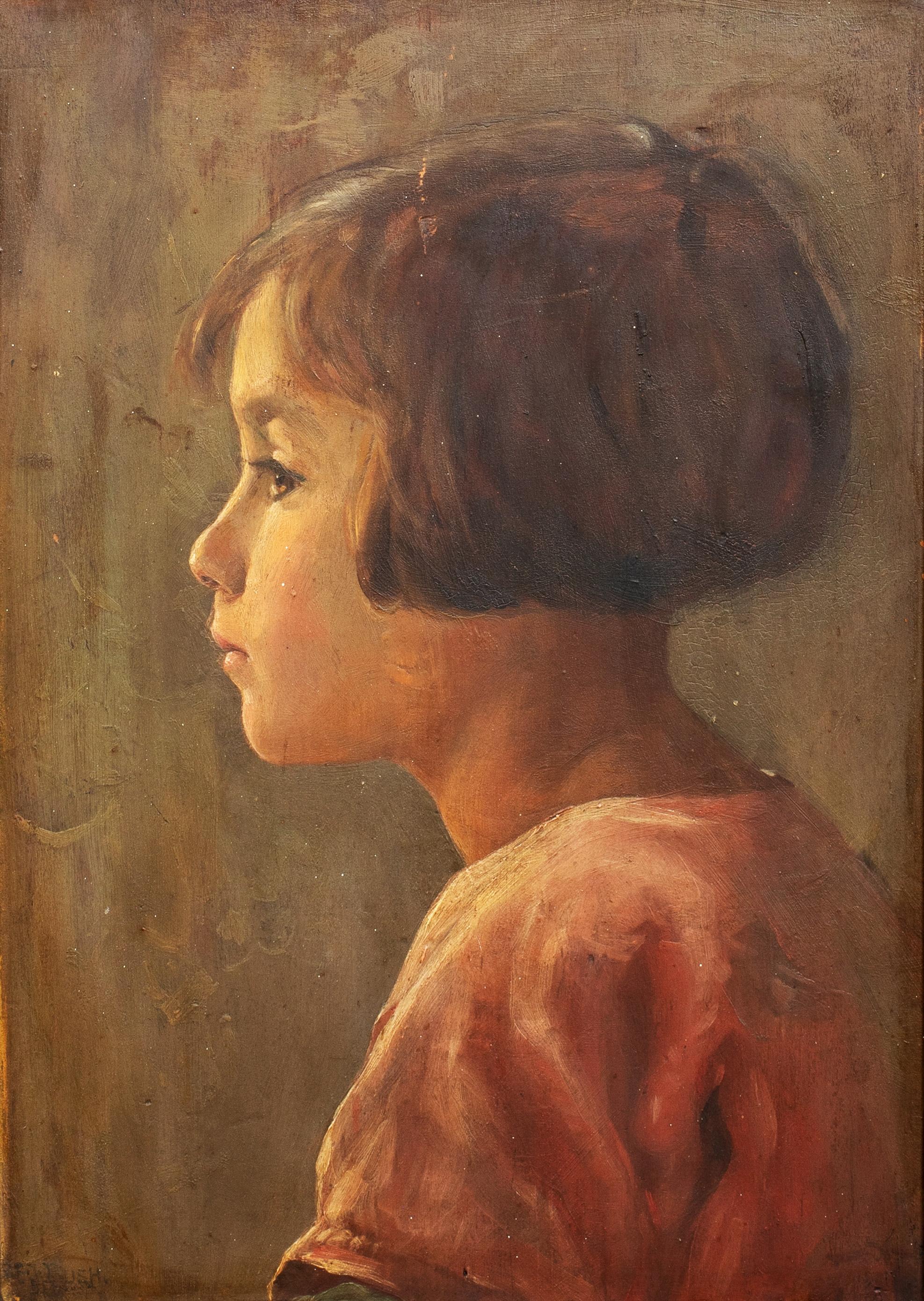 Reginald Edgar James Bush  Portrait Painting - Portrait Of A Girl, dated 1931 - Exhibited At The Royal Academy 