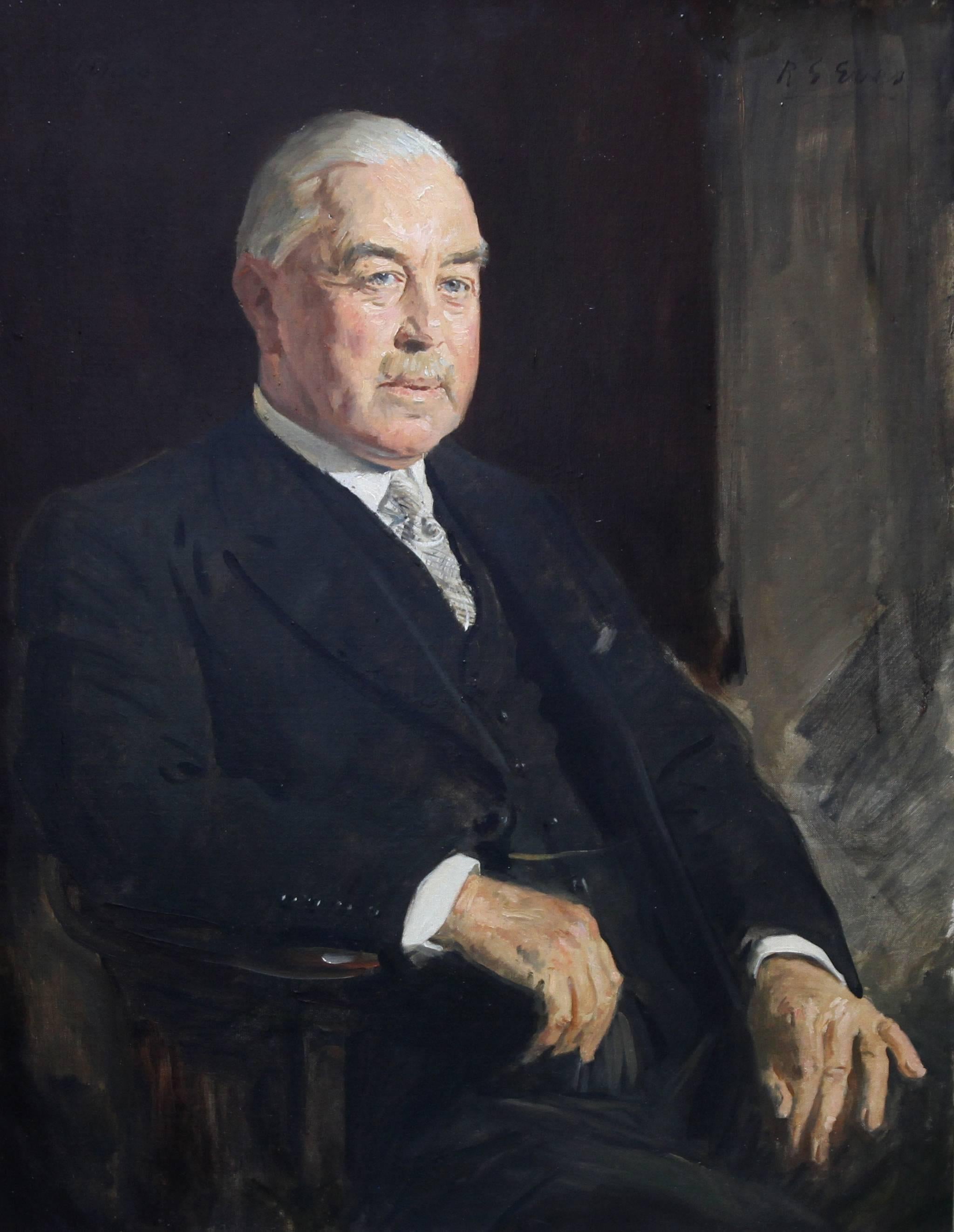 Portrait of a Gentleman - British 30's art Slade School artist oil painting   - Painting by Reginald Grenville Eves