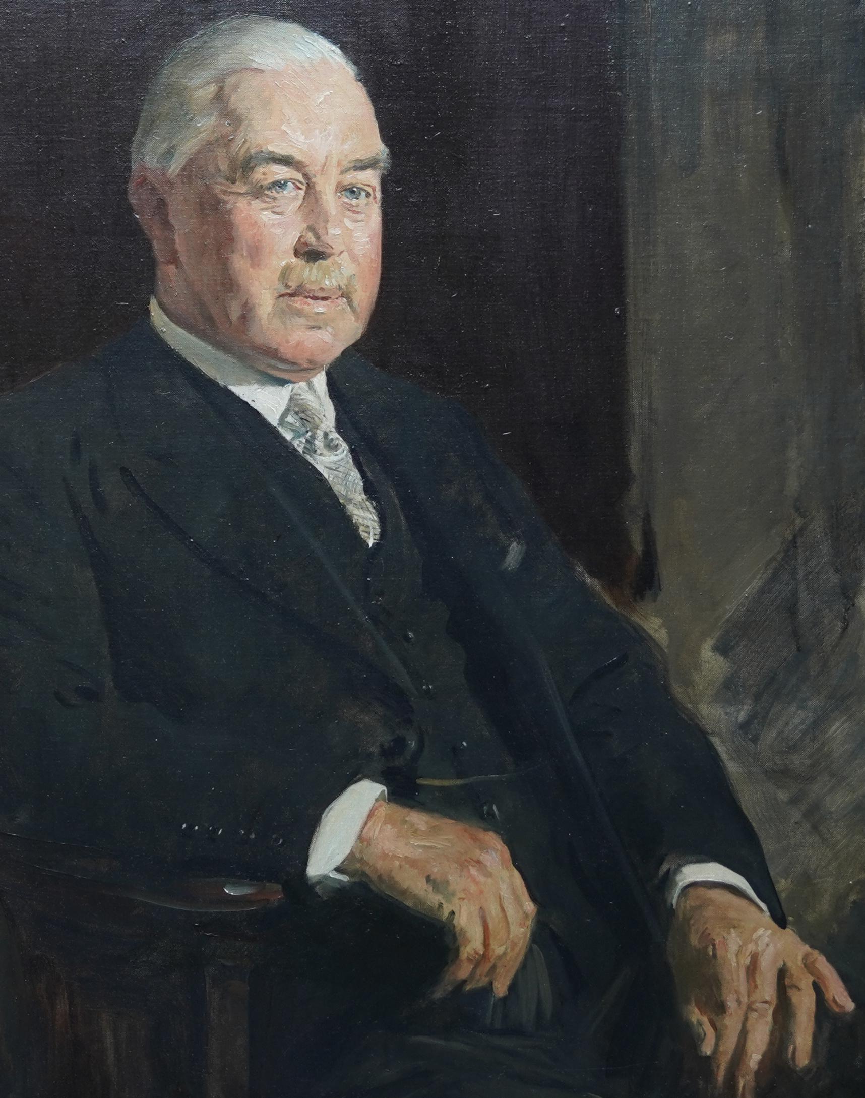 Porträt eines Gentleman – britisches Ölgemälde der Slade-Schule der 30er Jahre   (Realismus), Painting, von Reginald Grenville Eves