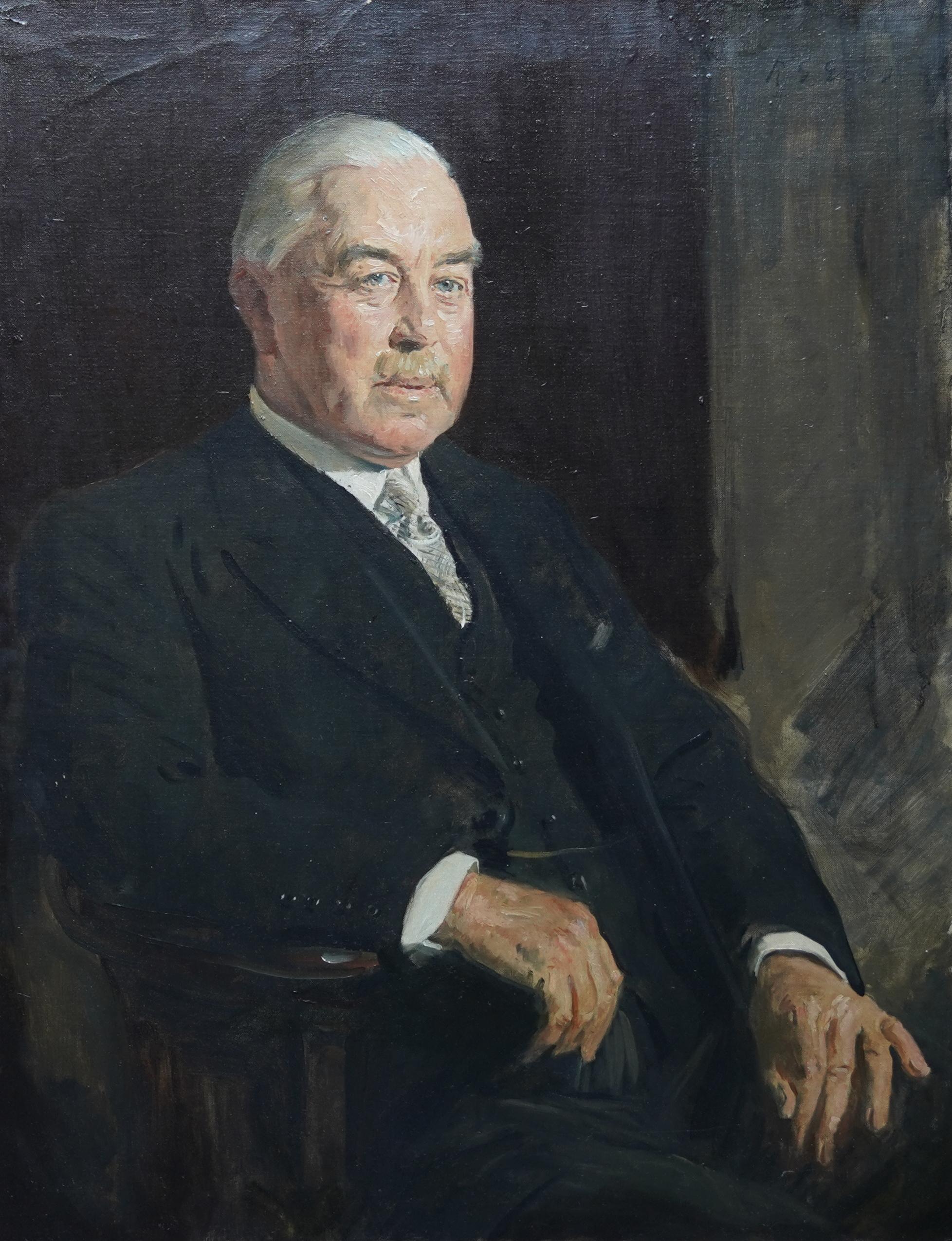 Porträt eines Gentleman – britisches Ölgemälde der Slade-Schule der 30er Jahre   im Angebot 5