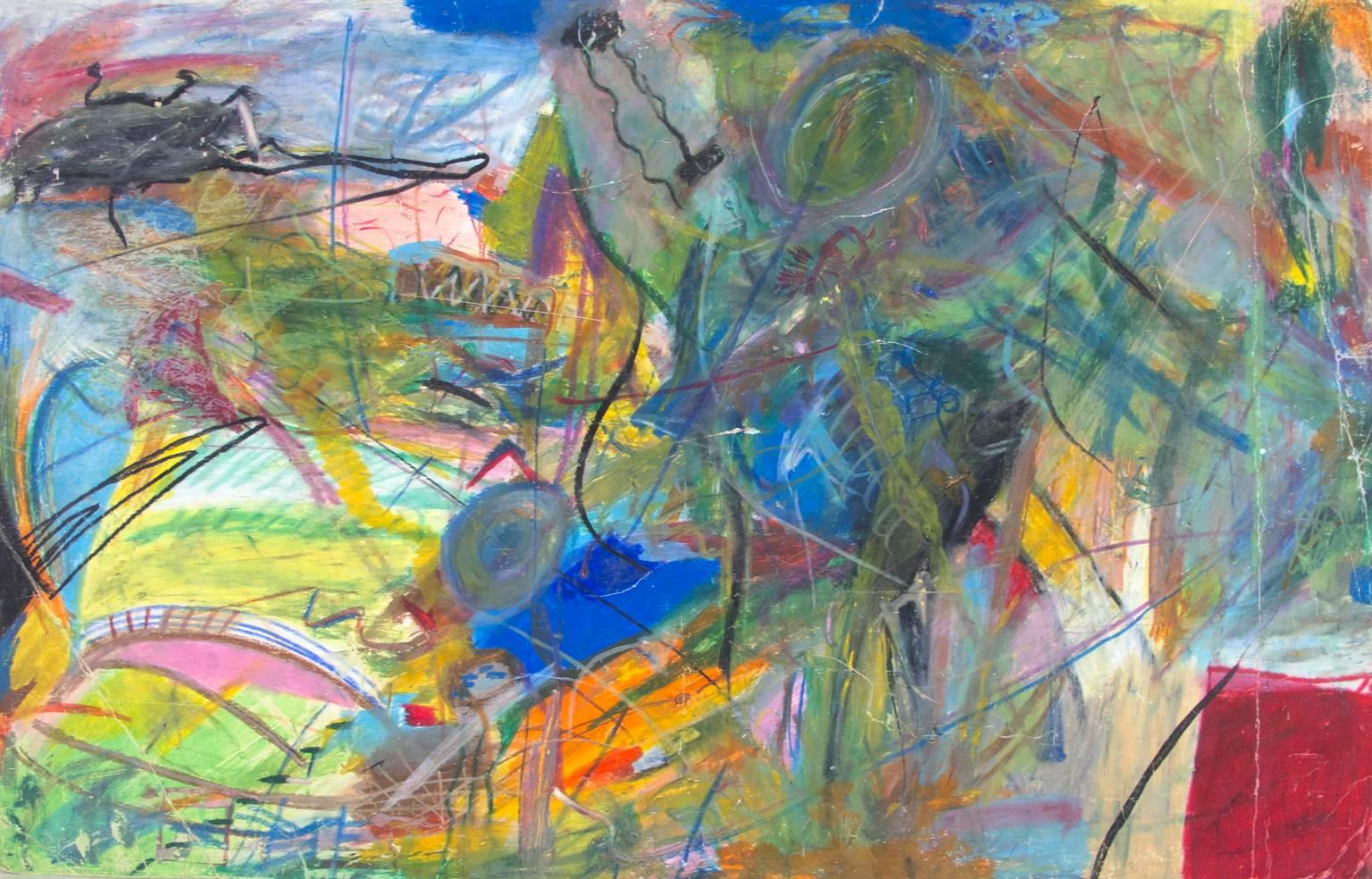 "No More Electric Toothbrushes - Part I" is an original oil pastel drawing on illustration board by Reginald K. Gee. The Artist signed the piece on the back. This piece features abstract marks and many techniques of using oil pastel. 

28" x 44"