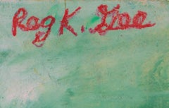 "Red Sands Golf Course, " Oil Pastel on Paper Bag signed by Reginald K. Gee