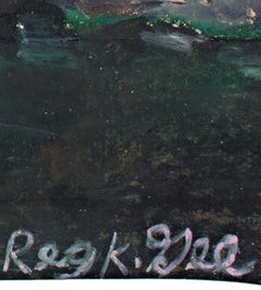 ""Bats Exiting Cave", Öl pastellfarben auf Einkaufstasche, signiert von Reginald K. Gee