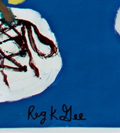"Ragazzo durante il temporale", acrilico su carta pergamena firmato da Reginald K. Gee