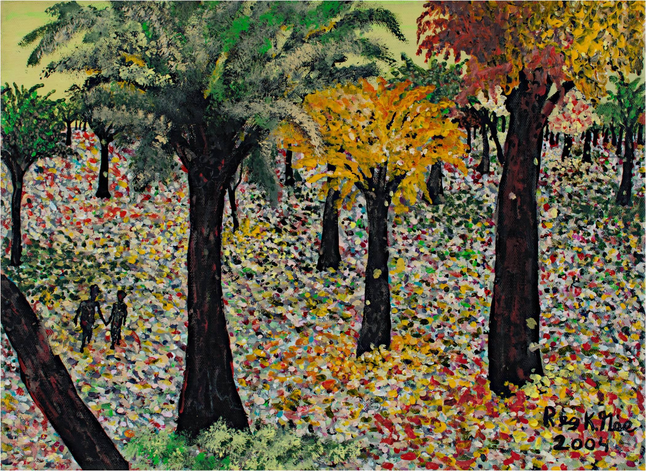 „Directions Park (Die Herbstsammlung)“, Acrylgemälde von Reginald K. Gee