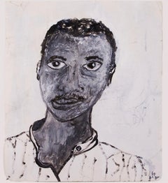 "Tarde antes del corte de pelo - Autorretrato", acrílico y esmalte de Reginald K. Gee