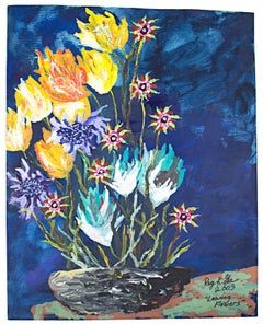 "Leaning Flowers," Original Double-sided Acrylic & Watercolor by Reginald K. Gee