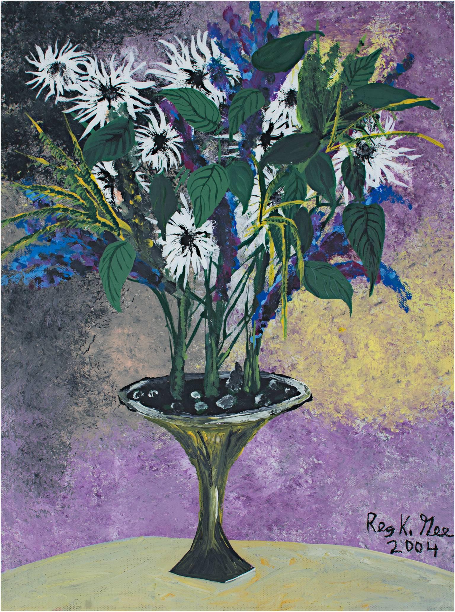 «dd Set of Flowers », acrylique sur toile d'origine signée par Reginald K. Gee