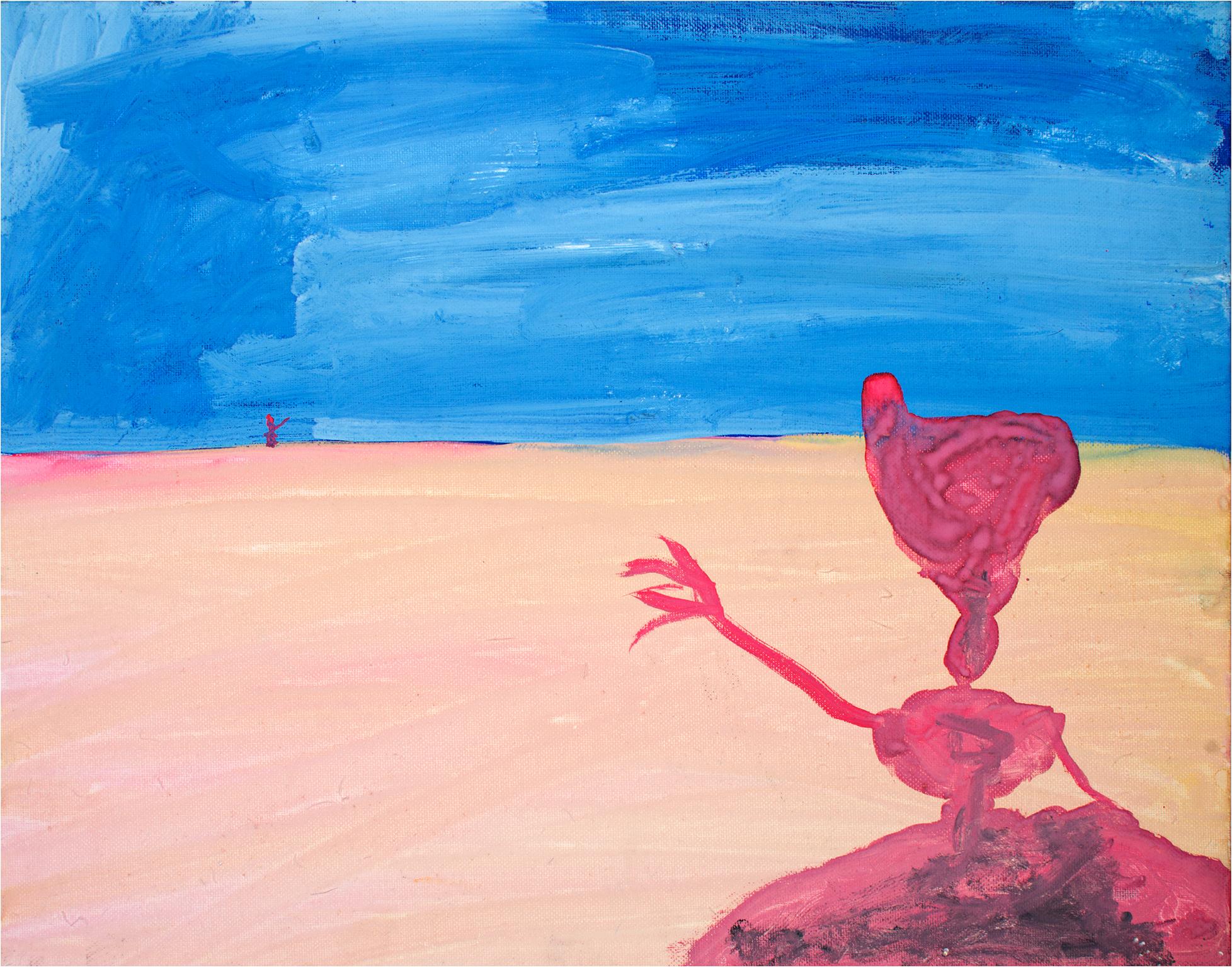 "Por aquí", pintura acrílica surrealista sobre lienzo de Reginald K. Gee