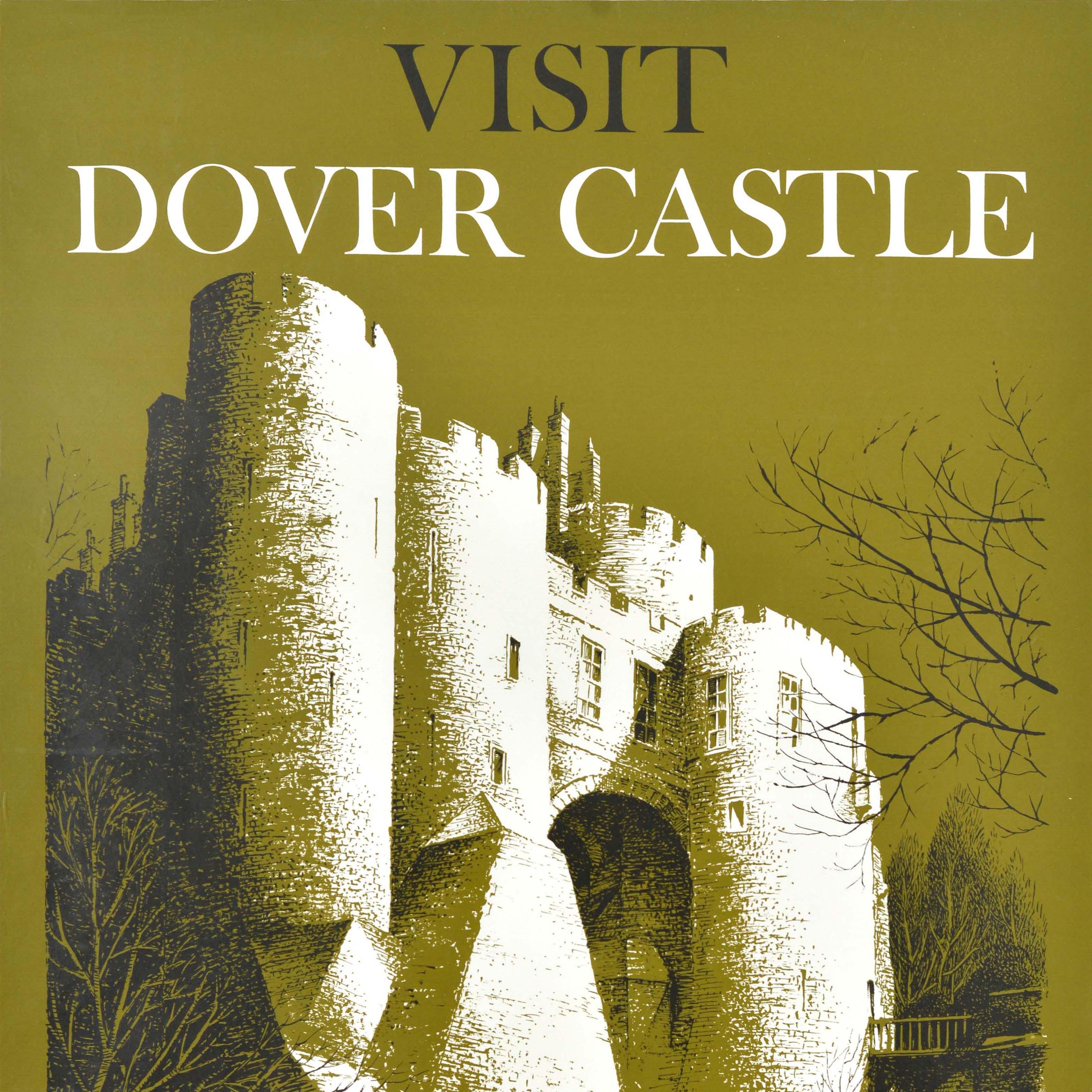 Original Vintage Train Travel Poster Dover Castle British Rail Reginald Lander For Sale 2