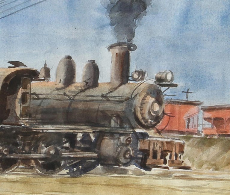 Locomotive, Train Watercolor by Reginald Marsh For Sale 2