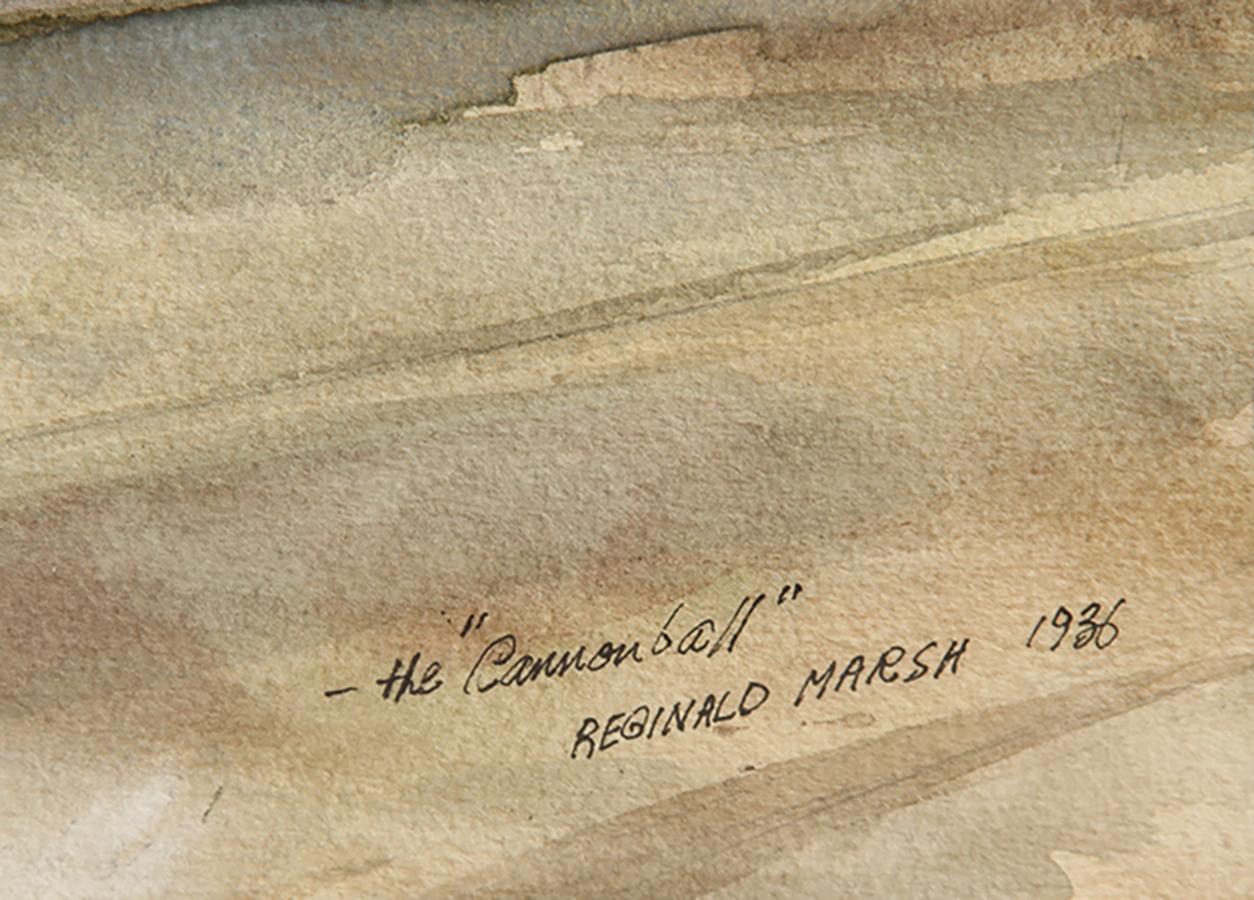 The „Cannonball“, Locomotives Aquarell von Reginald Marsh 3