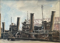 "Tugboat at Dock, " Reginald Marsh, Modern WPA Industrial Ship