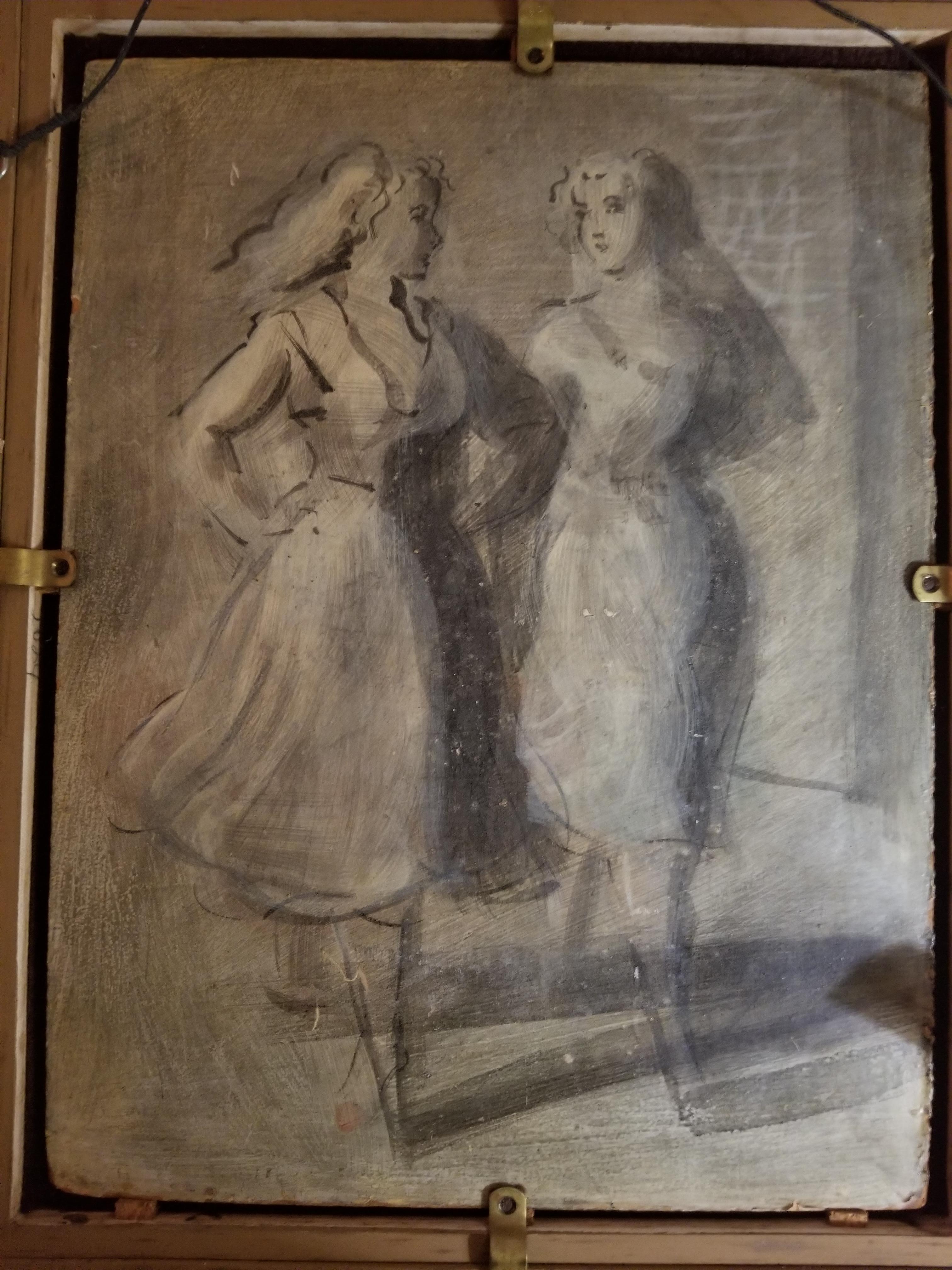 Due donne che camminano - Figurative Painting Nero di Reginald Marsh