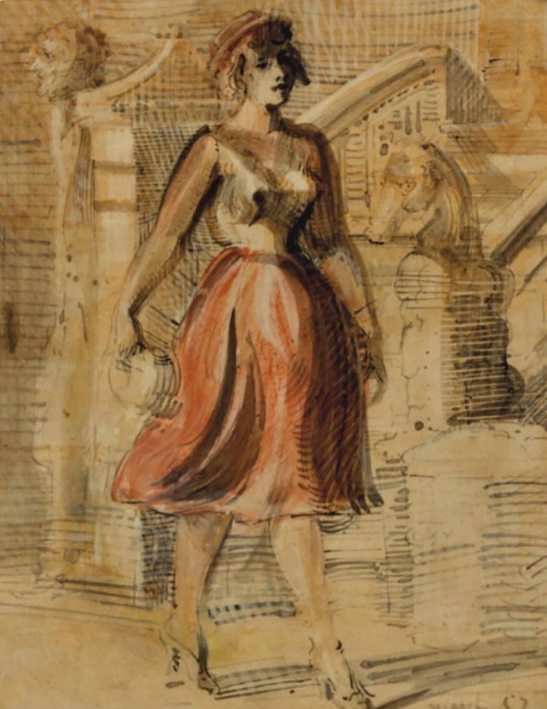 Reginald Marsh Figurative Painting - Woman Walking