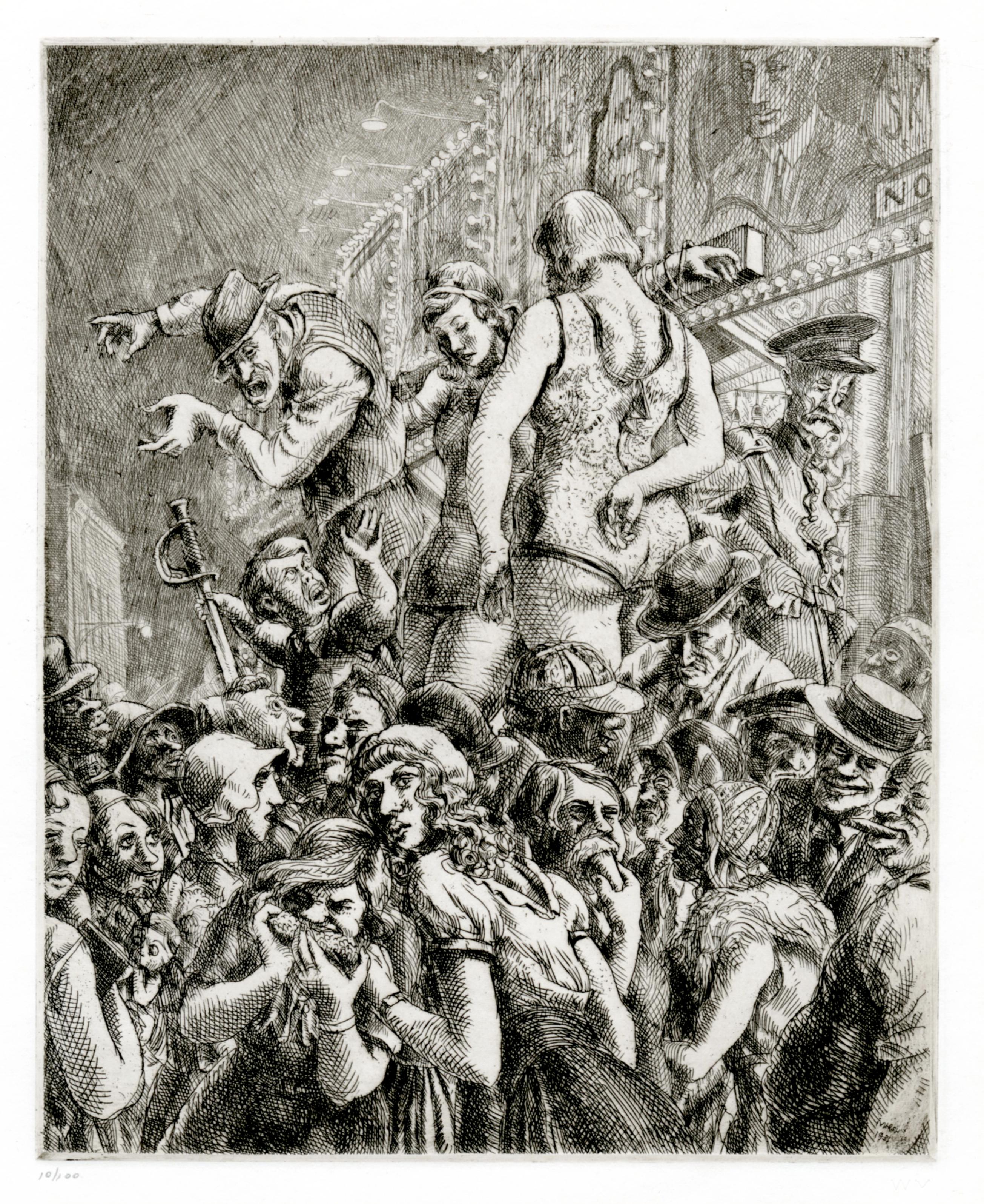 Reginald Marsh Figurative Print – Barker-Taschentuch