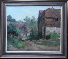 Farm Buildings, Sussex - British exhibited 1930's art landscape oil painting