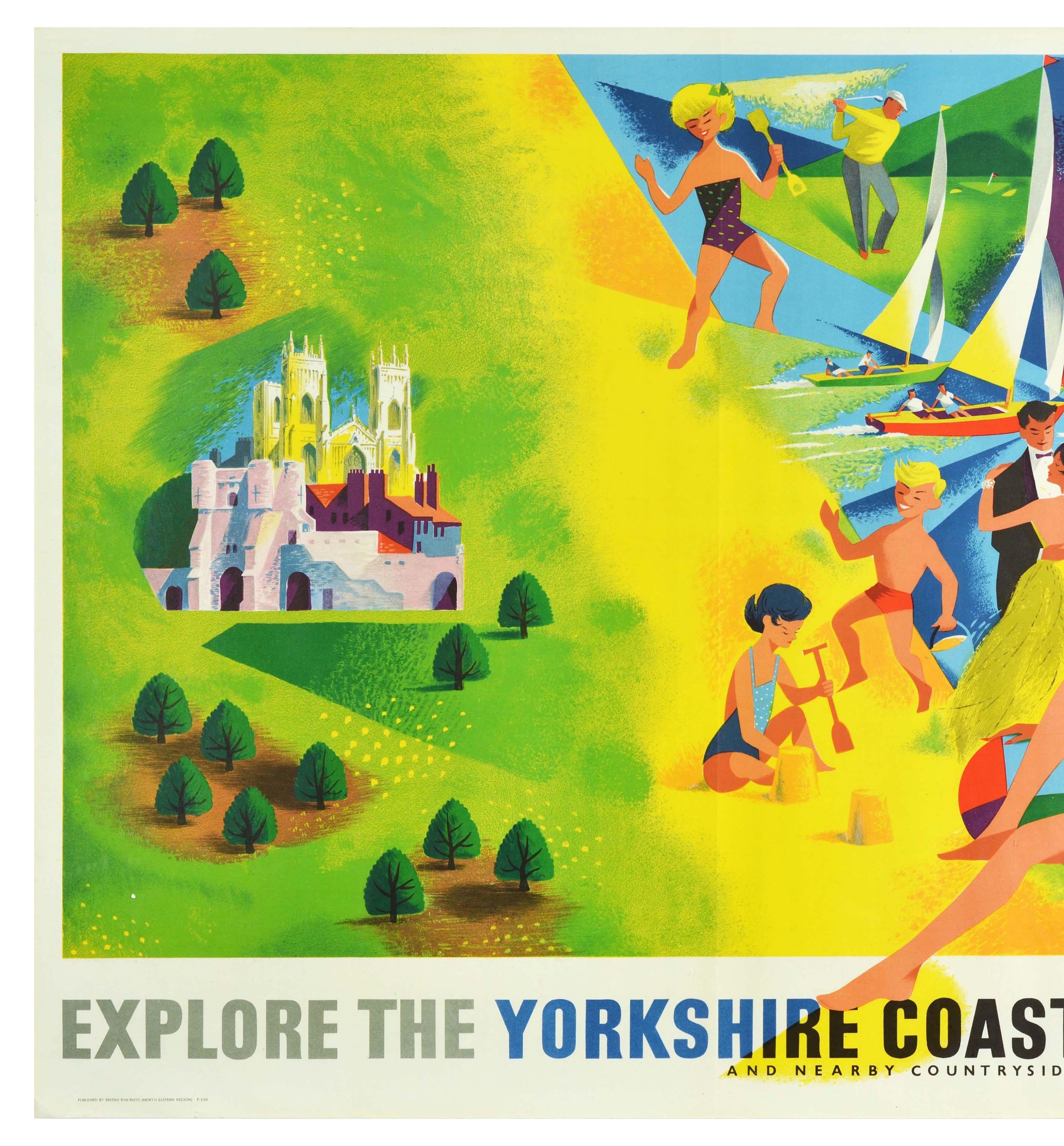 Original Vintage Railway Poster Explore The Yorkshire Coast Countryside By Train - Print by Reginald Montague Lander