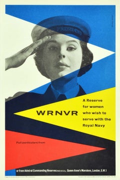 Original Vintage Poster für WRNVR Women's Royal Navy Volunteer Reserve