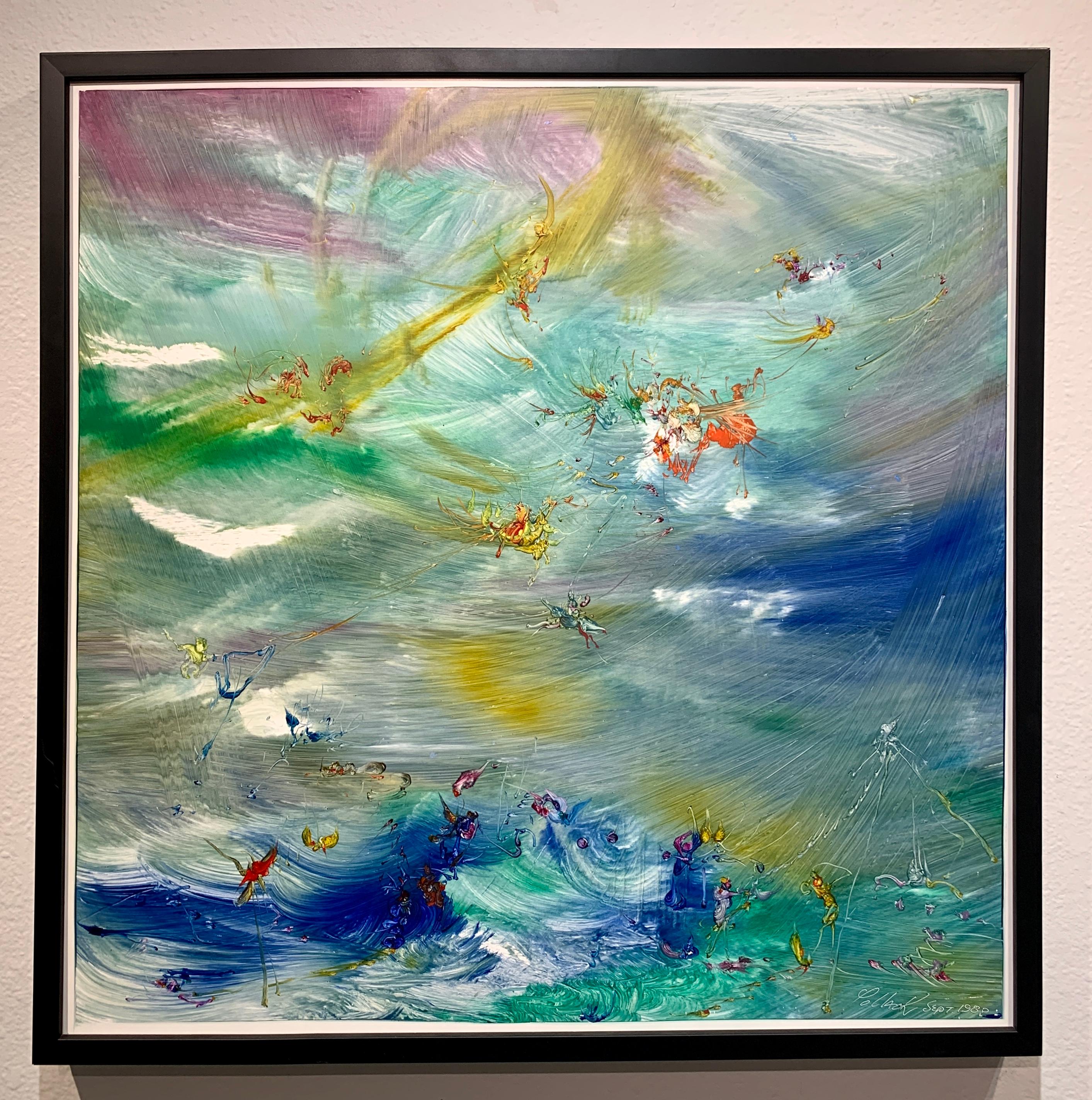 Constellation Over The Sea, Reginald Pollack Abstract Blue Oil on Masonite 1