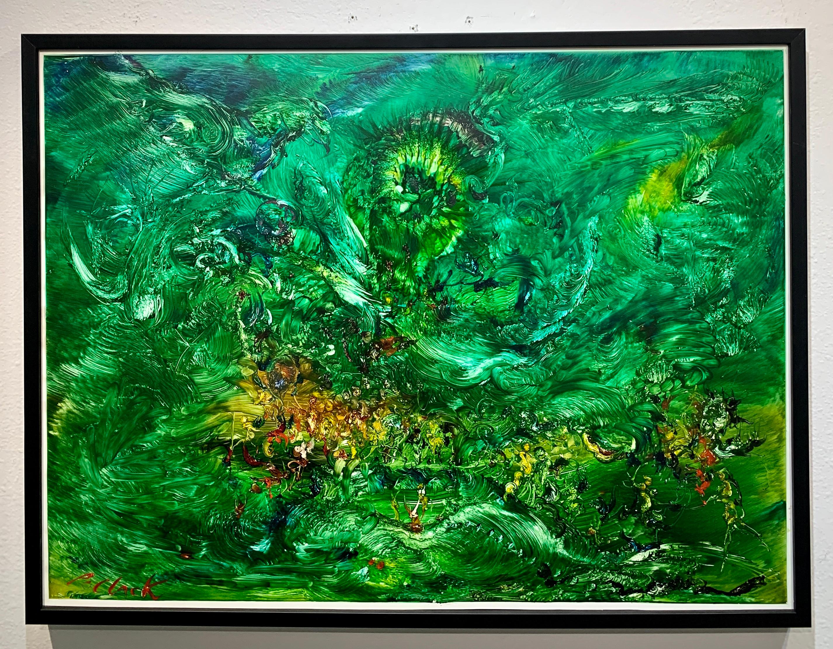 Forest Angel, Reginald Pollack Abstract Expressionist Oil Masonite Green

Oil on Masonite painting by late American Artist Reginald Pollack.  It has a 1/4