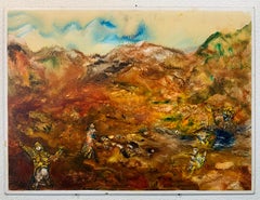 In the Haut Atlas, Reginald Pollack Abstract Expressionist Oil Masonite Desert