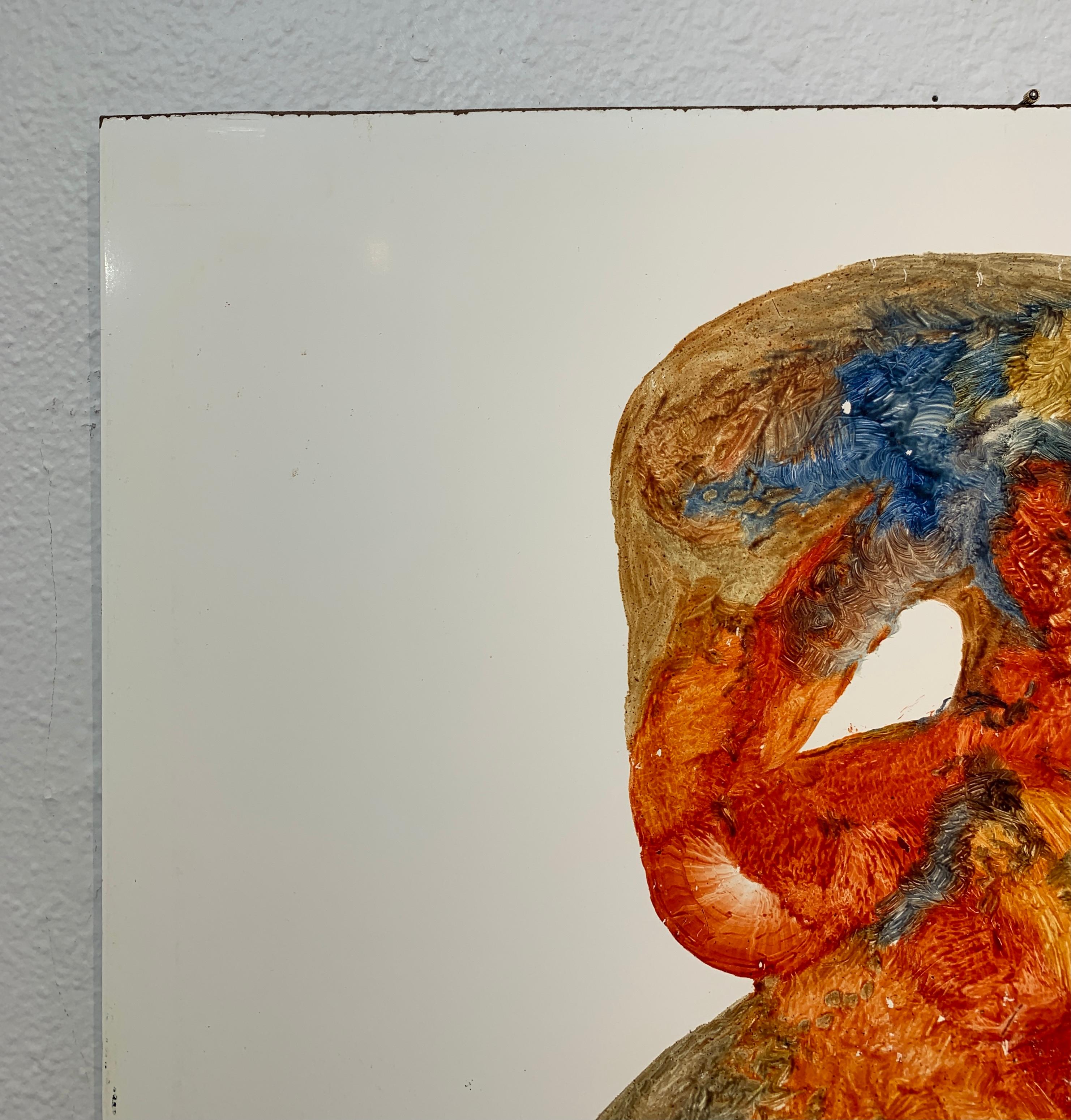 Unexplained Artifact, Reginald Pollack Abstract Oil on Masonite Orange For Sale 3
