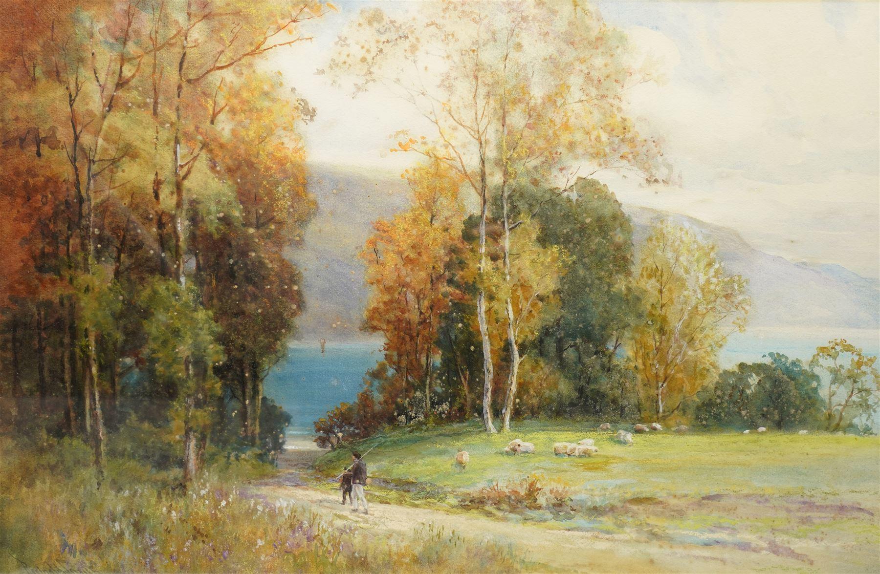 Landschaft mit Fischern an einem See (Impressionismus), Art, von Reginald Smith