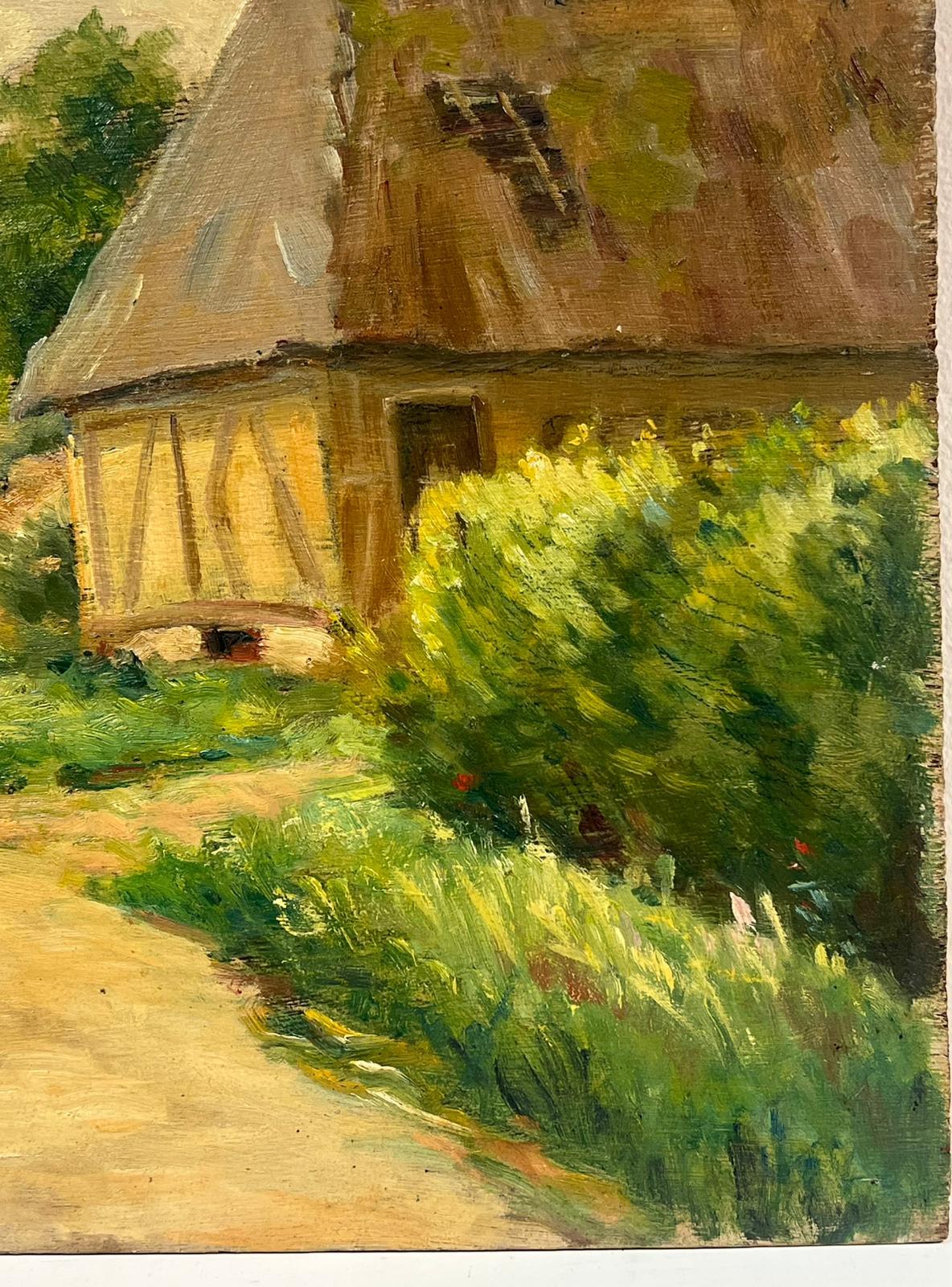 Die alte French Village's Lane
signiert von Regine David (französische Künstlerin, 1910-2018)
von 1948
Ölgemälde auf Karton, ungerahmt
Brett: 15 x 18 Zoll
Zustand: Das Gemälde ist in gutem Zustand, mit leuchtenden Farben und gut erhaltenen Details.