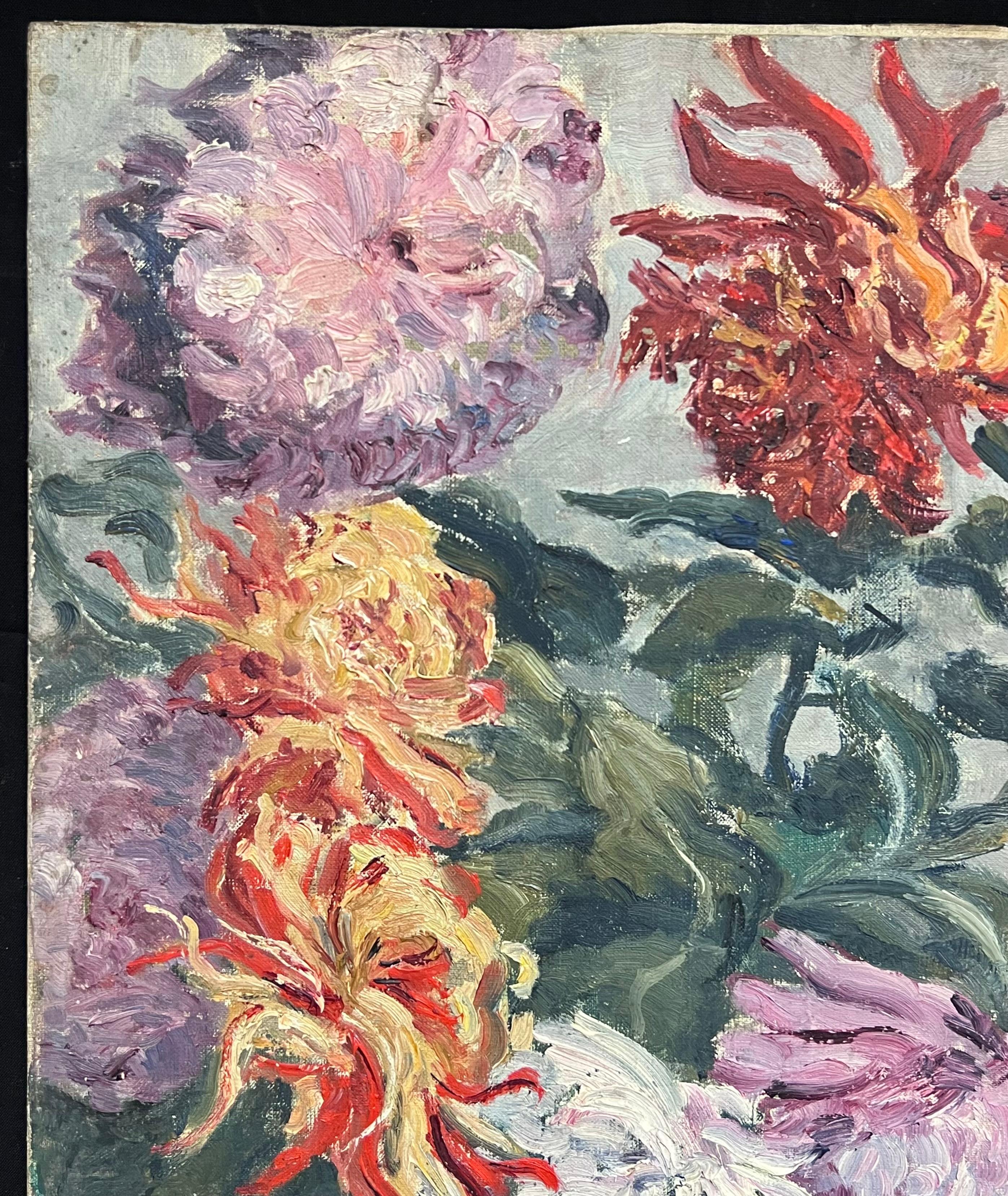 1940's Pintura al Óleo Postimpresionista Francesa Hermoso Manojo de Flores - Painting Posimpresionista de Regine David