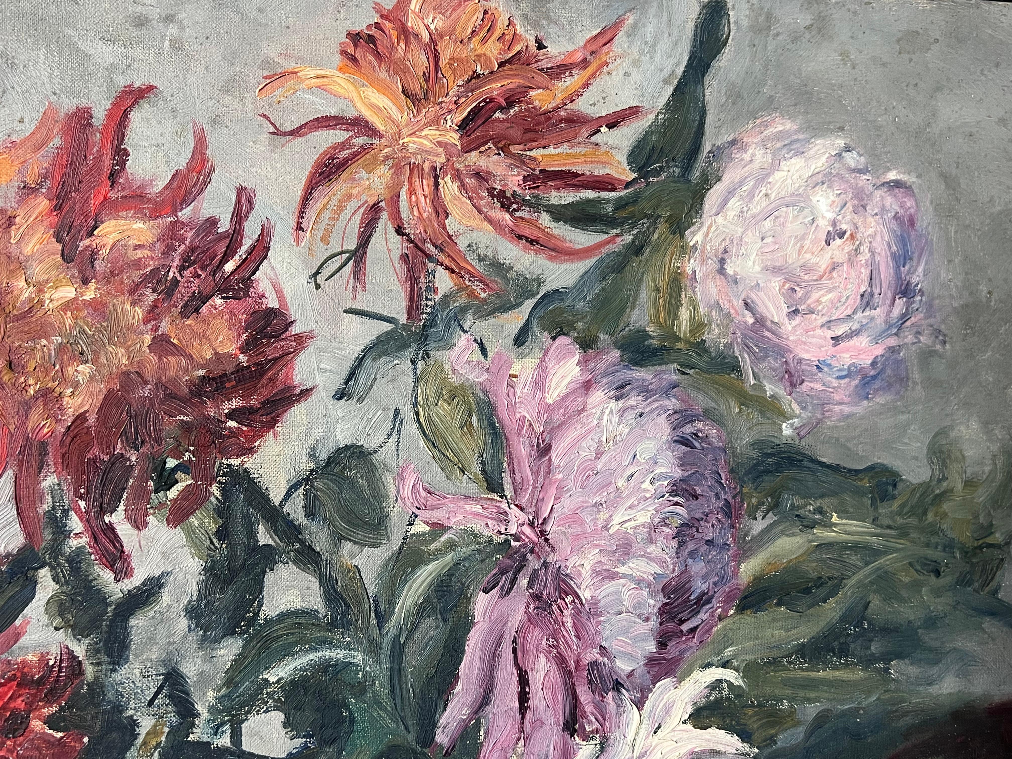 Bodegón de flores
de Regine David (francesa de mediados del siglo XX, mujer)
óleo sobre lienzo, sin enmarcar
lienzo: 22 x 18 pulgadas
Procedencia: colección privada, París
Estado: muy buen estado 

Para más información, ponte en contacto con