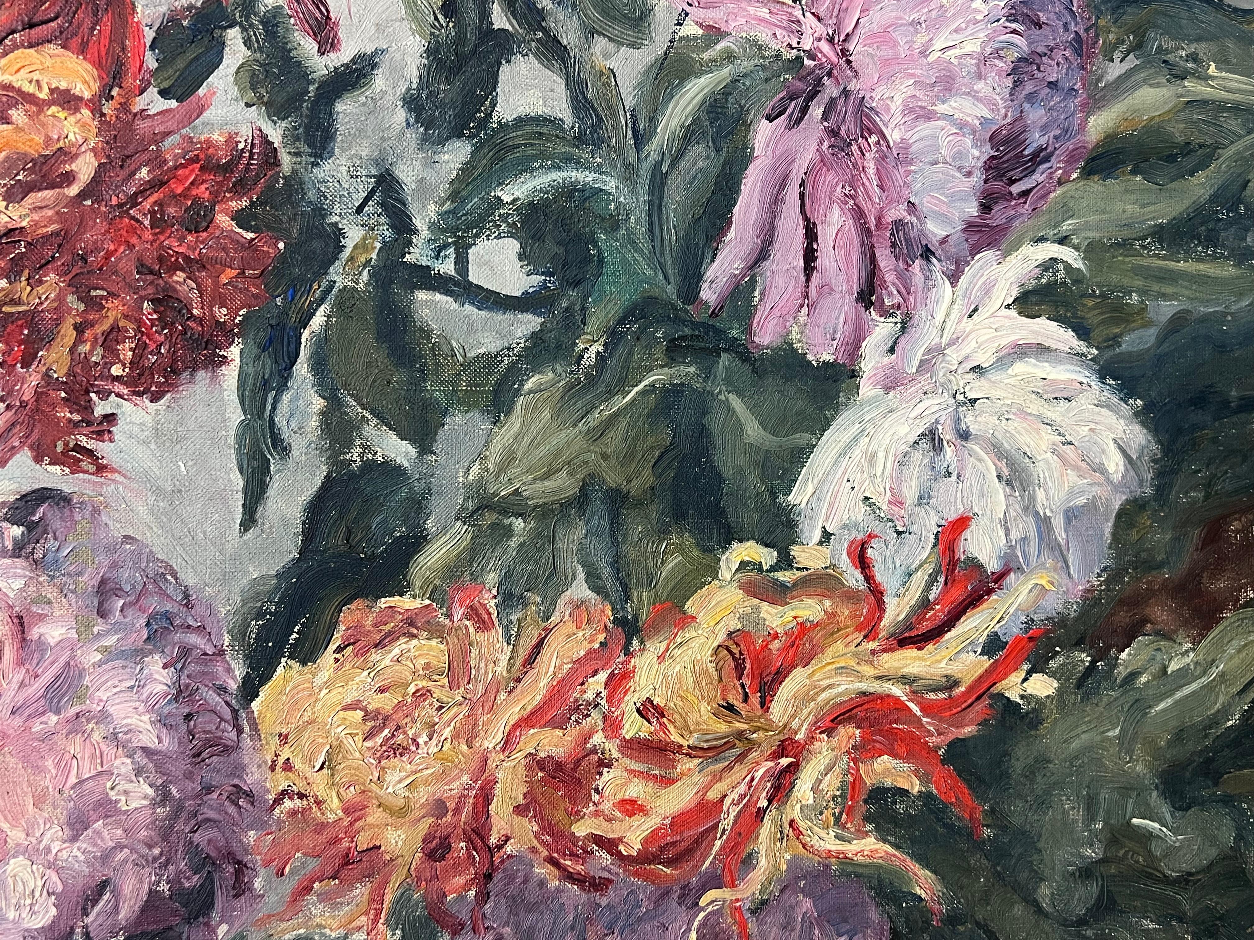 1940's Pintura al Óleo Postimpresionista Francesa Hermoso Manojo de Flores en venta 1