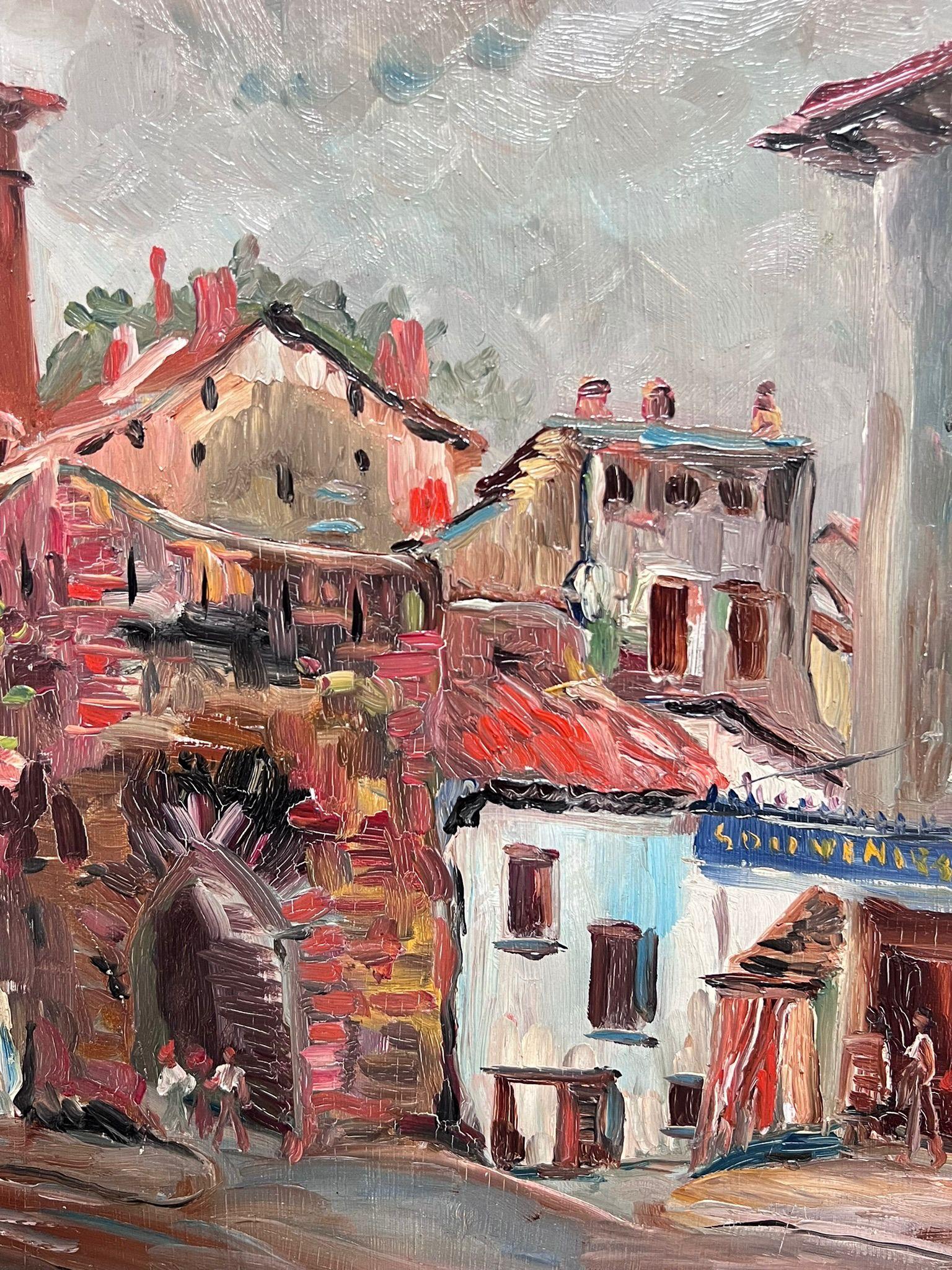 St Jean Pied de Port (Südwestfrankreich)
signiert von Regine David (französische Künstlerin, 1910-2018)
Ölgemälde auf Karton, ungerahmt
Maße: 15 x 18 Zoll
Zustand: Das Gemälde ist in einem sehr guten und vorzeigbaren Zustand und sicherlich sehr