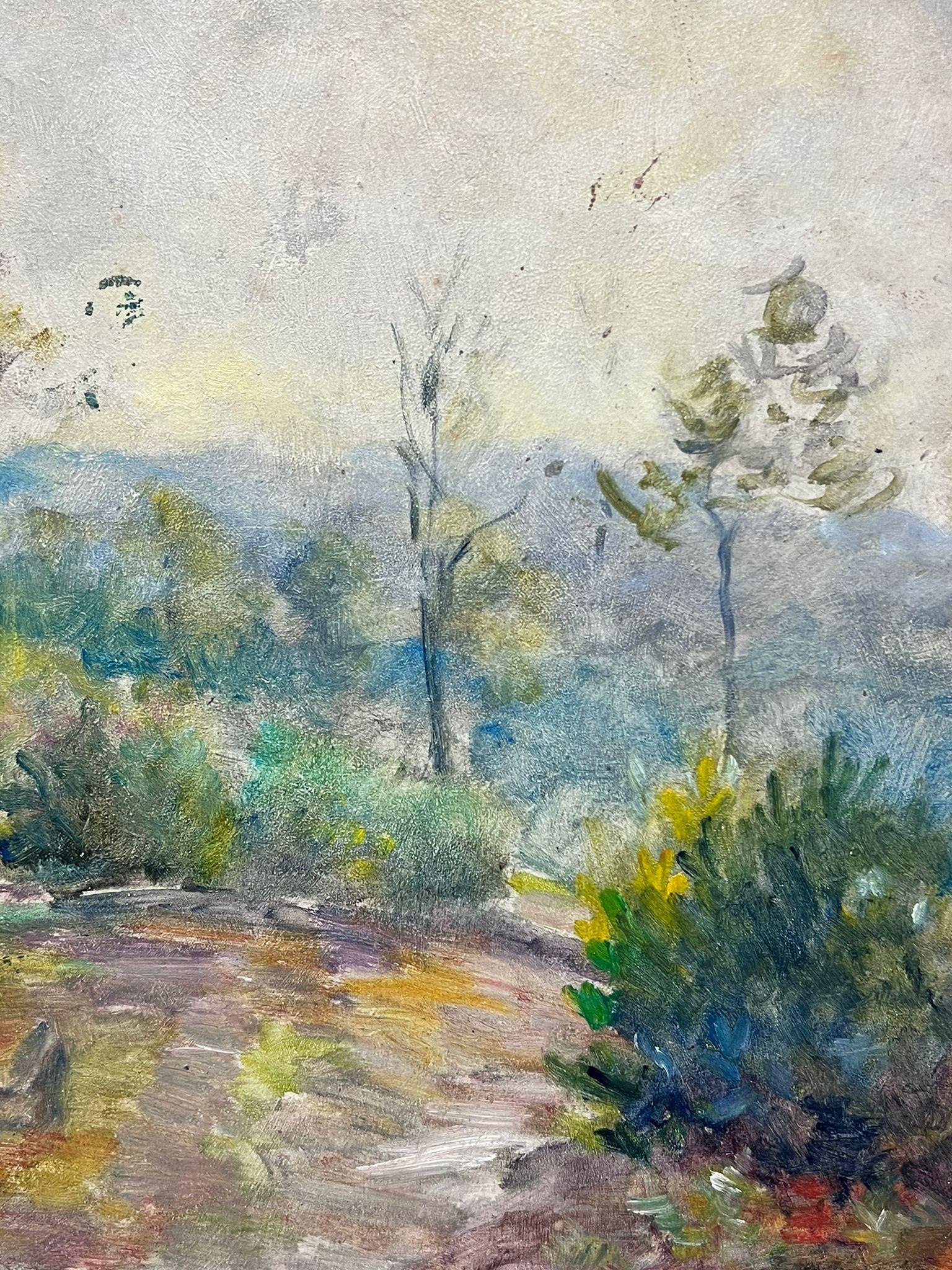 Innehalten für eine Pause
von Regine David (französische Künstlerin, 1910-2018)
Ölgemälde auf Karton, ungerahmt
Maße: 13 x 16 Zoll
Zustand: Das Gemälde ist in einem sehr guten und vorzeigbaren Zustand und sicherlich sehr original. Es war zuvor mit
