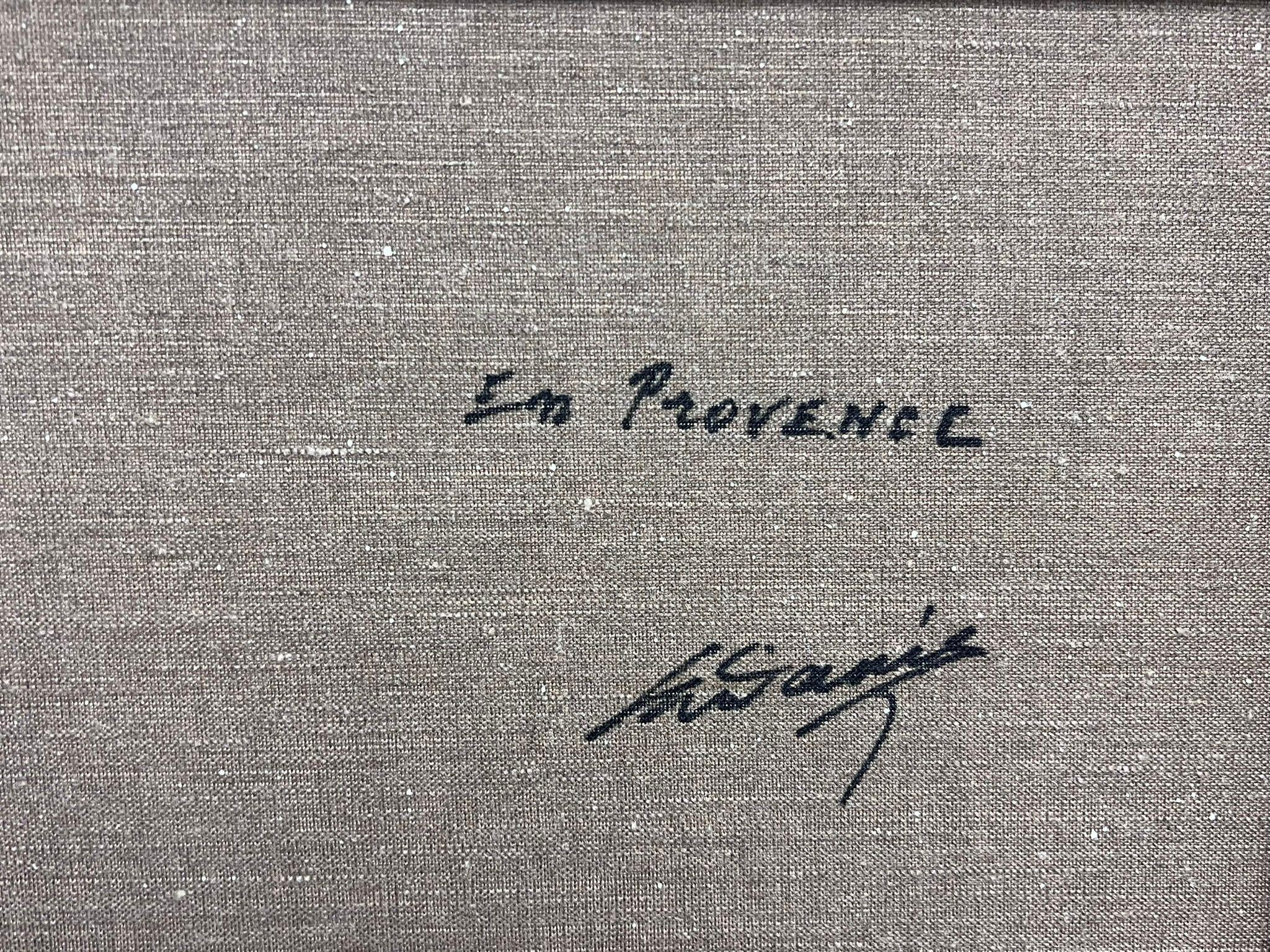 Huile post-impressionniste française des années 1950, signée, ancienne jardinière de village français provençale en vente 1