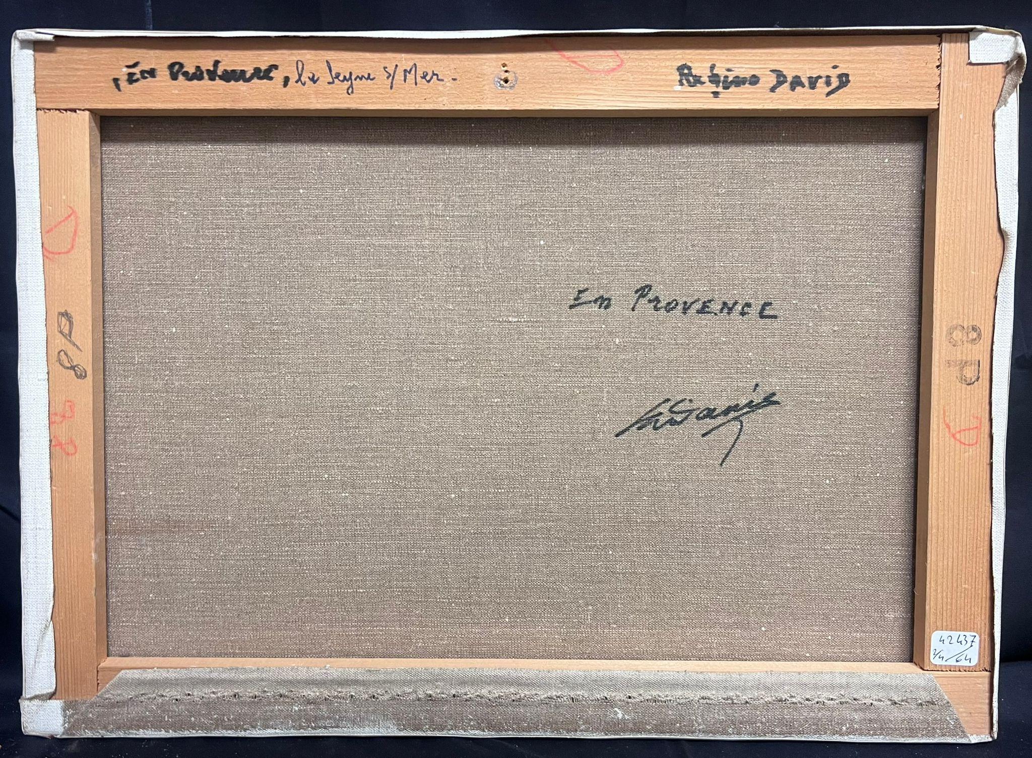 Huile post-impressionniste française des années 1950, signée, ancienne jardinière de village français provençale en vente 3