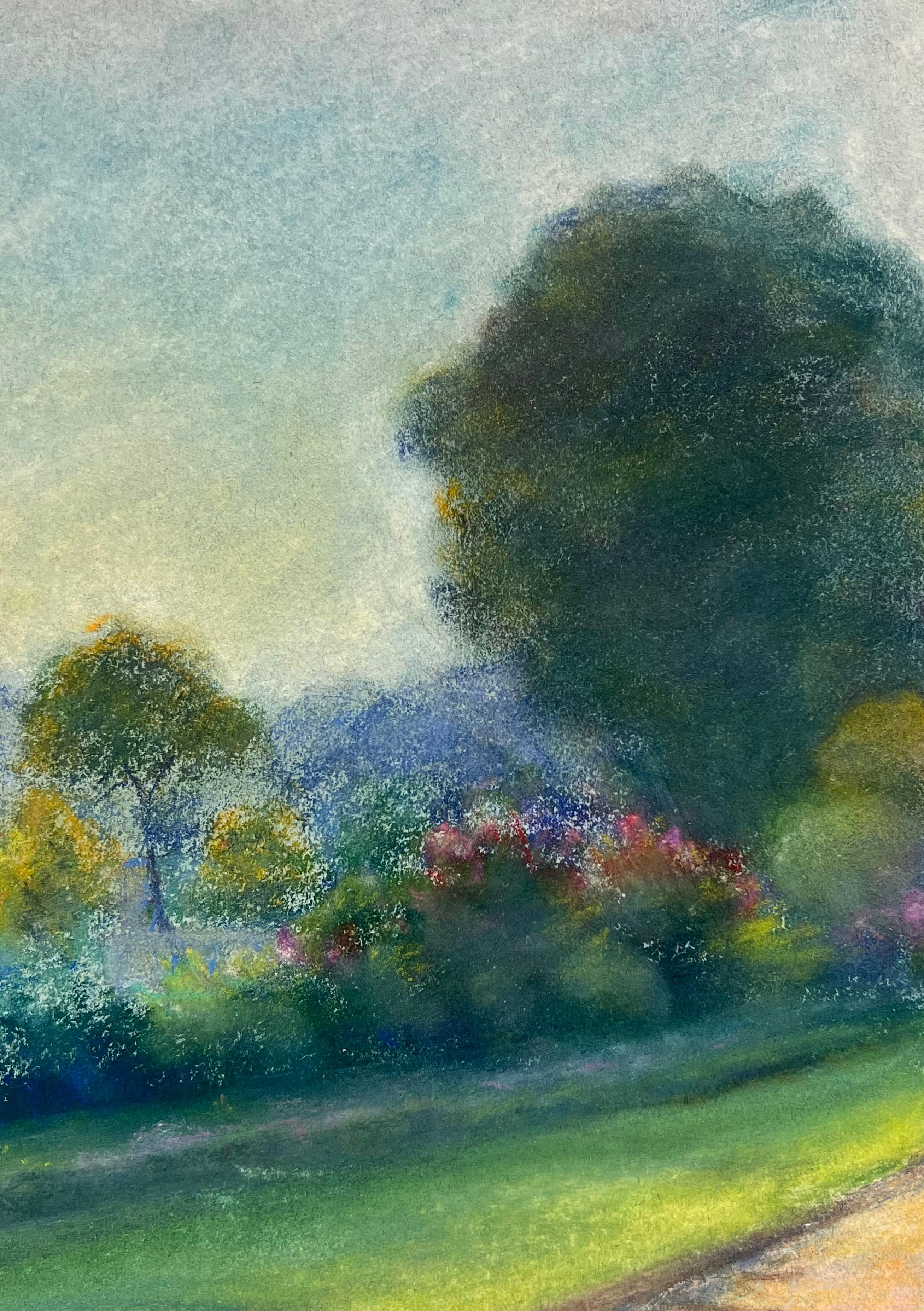 Paesaggio pastello luminoso e tranquillo con Silhouette di un monumento - Painting Postimpressionismo di Regine David