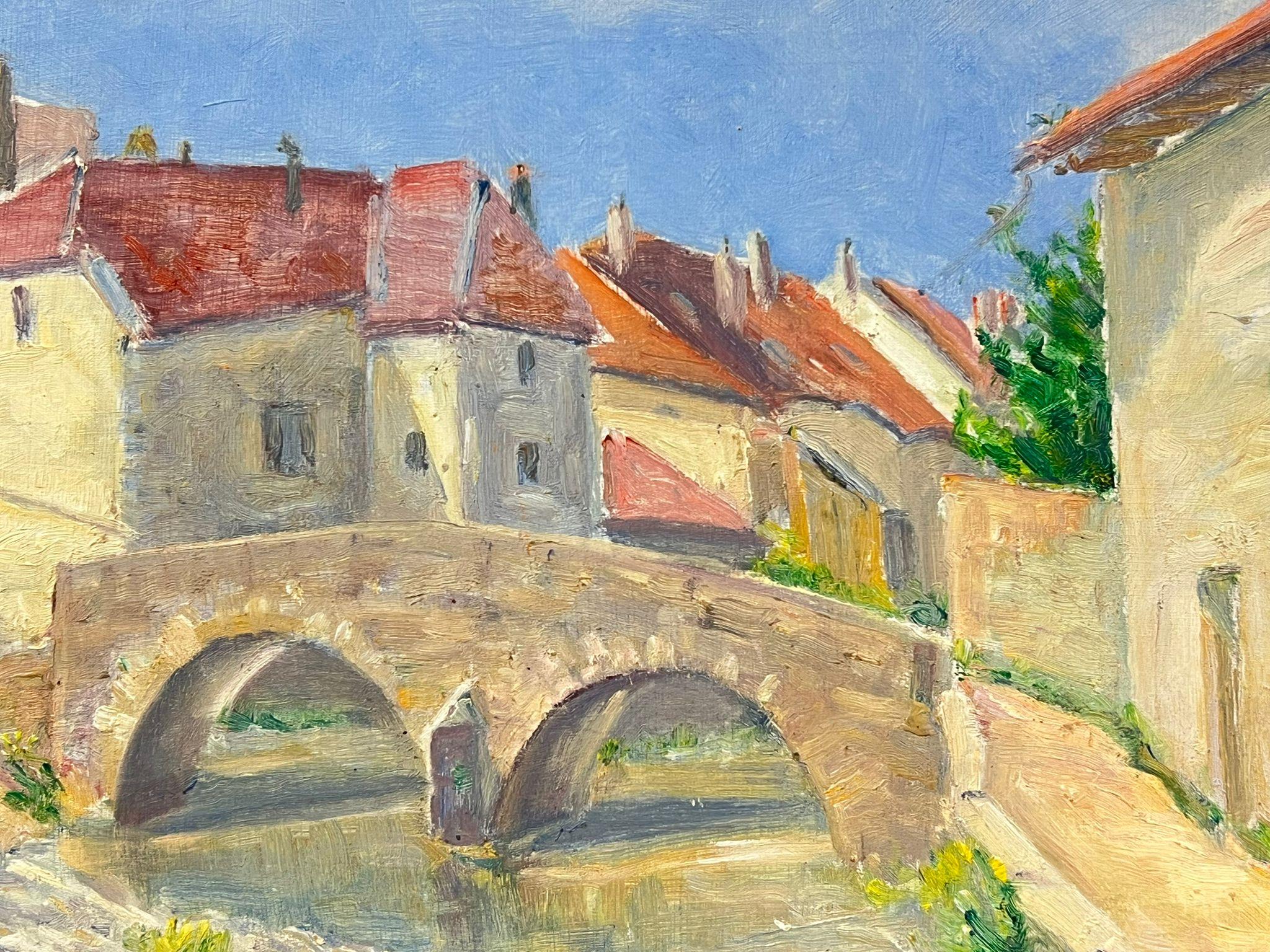 Charming Village with Stone Bridge Over a Flowing River French Countryside For Sale 1