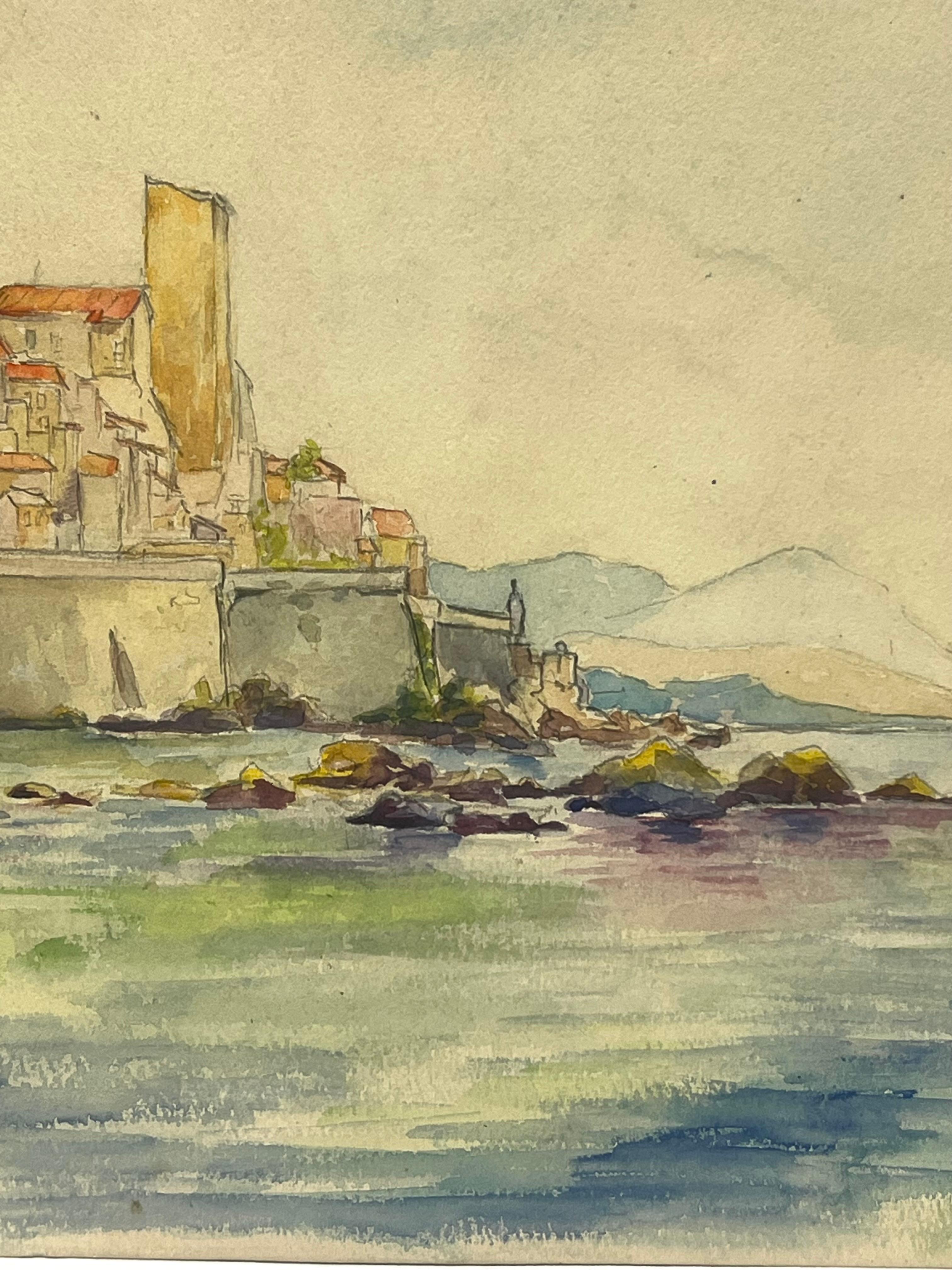 Antibes Landschaft
signiert von Regine David (französische Künstlerin, 1910-2018)
verso beschriftet, datiert 1938
Aquarellmalerei auf Künstlerpapier, ungerahmt
hechelnd: 8,75 x 11 Zoll
Zustand: Das Gemälde ist in ausgezeichnetem Zustand, mit