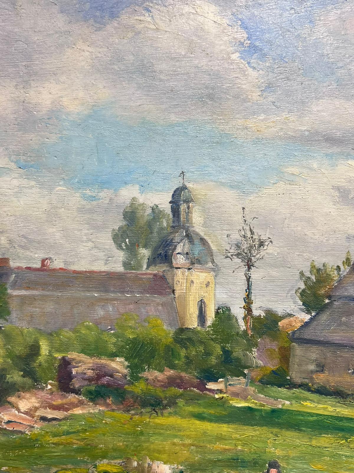 Una tranquilla scena di paese in riva al mare 
firmata da David David (artista francese, 1910-2018)
dipinto a olio su tavola, senza cornice
misure: 13 x 16 pollici
condizioni: Questo dipinto è in ottime condizioni, con colori vivaci e dettagli ben