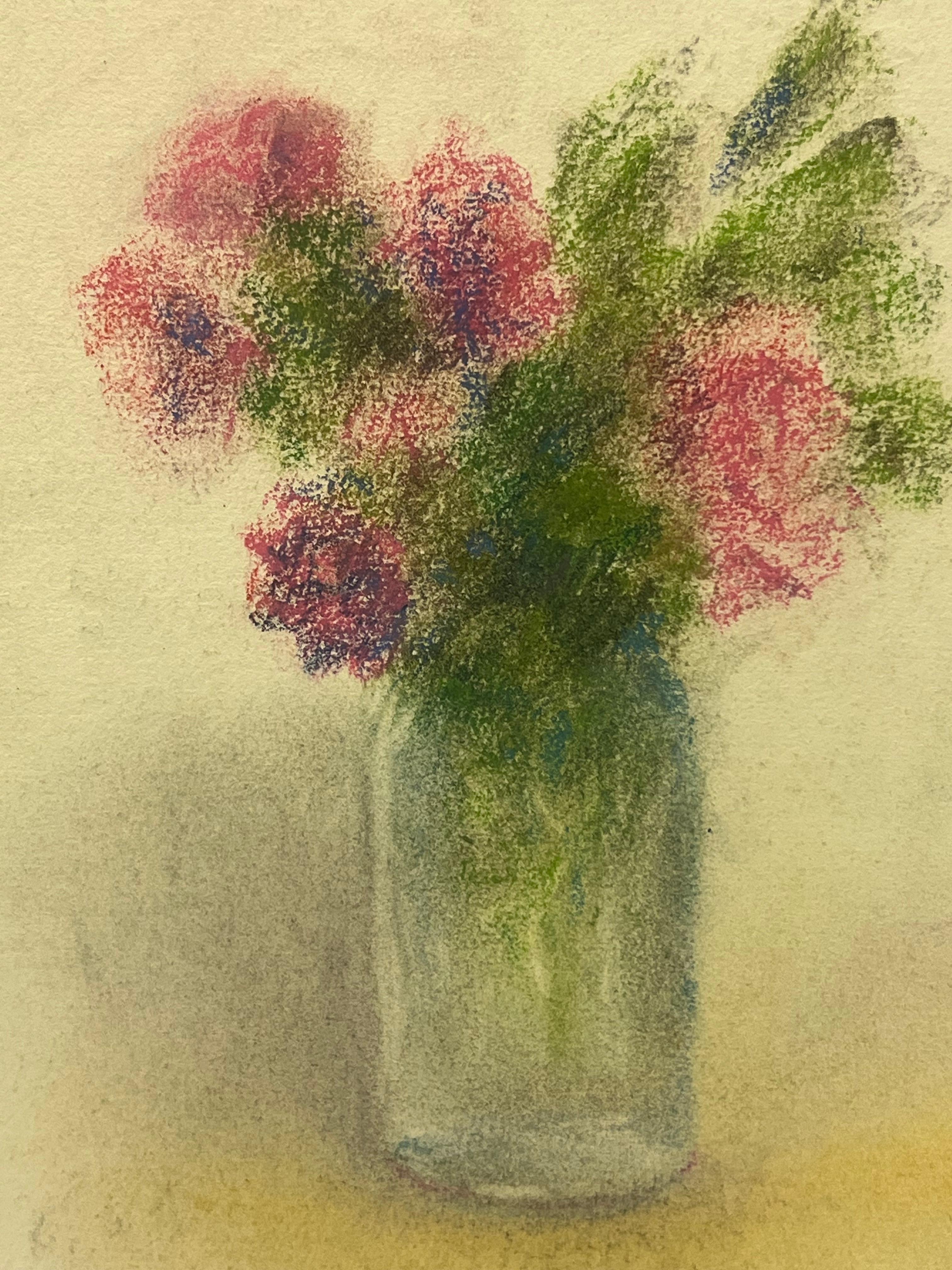 Natura morta floreale in pastelli morbidi Stile impressionista della metà del XX secolo - Painting Postimpressionismo di Regine David