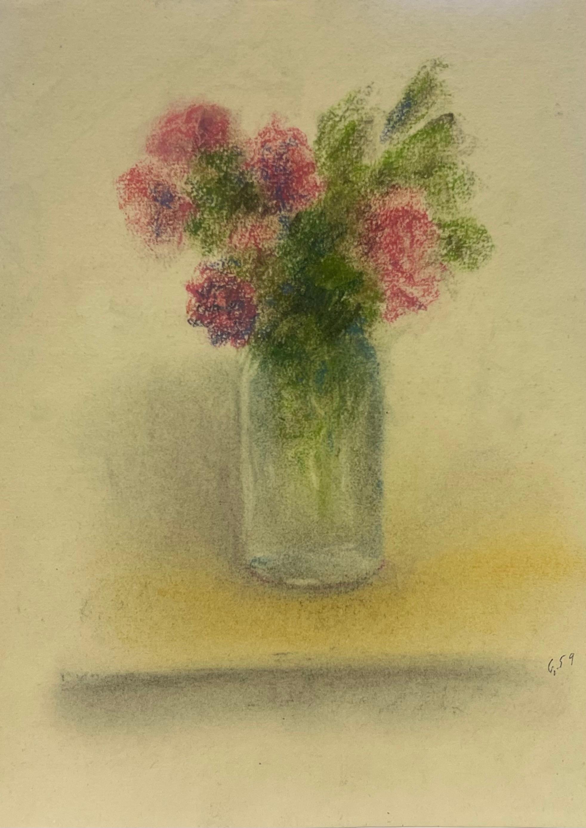 Floral Still Life in Soft Pastels Mid-20th Century Impressionist Style