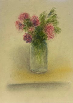 Floral Still Life in Soft Pastels Mid-20th Century Impressionist Style