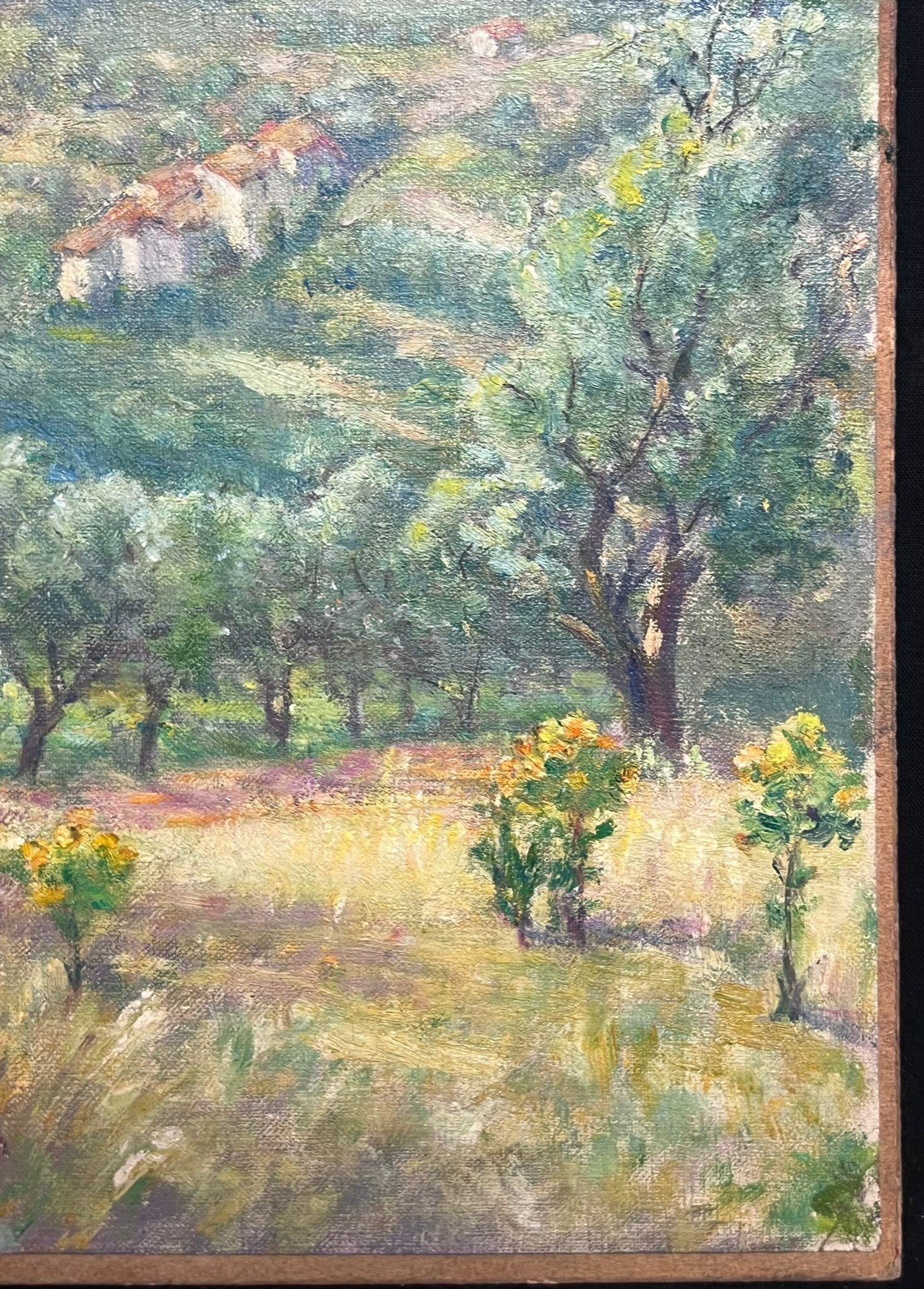 Olivar francés en un valle iluminado por el sol Pintura al óleo serena en venta 1