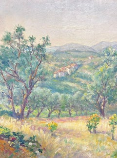 French Olive Grove in a Sunlit Valley Serene Oil Painting