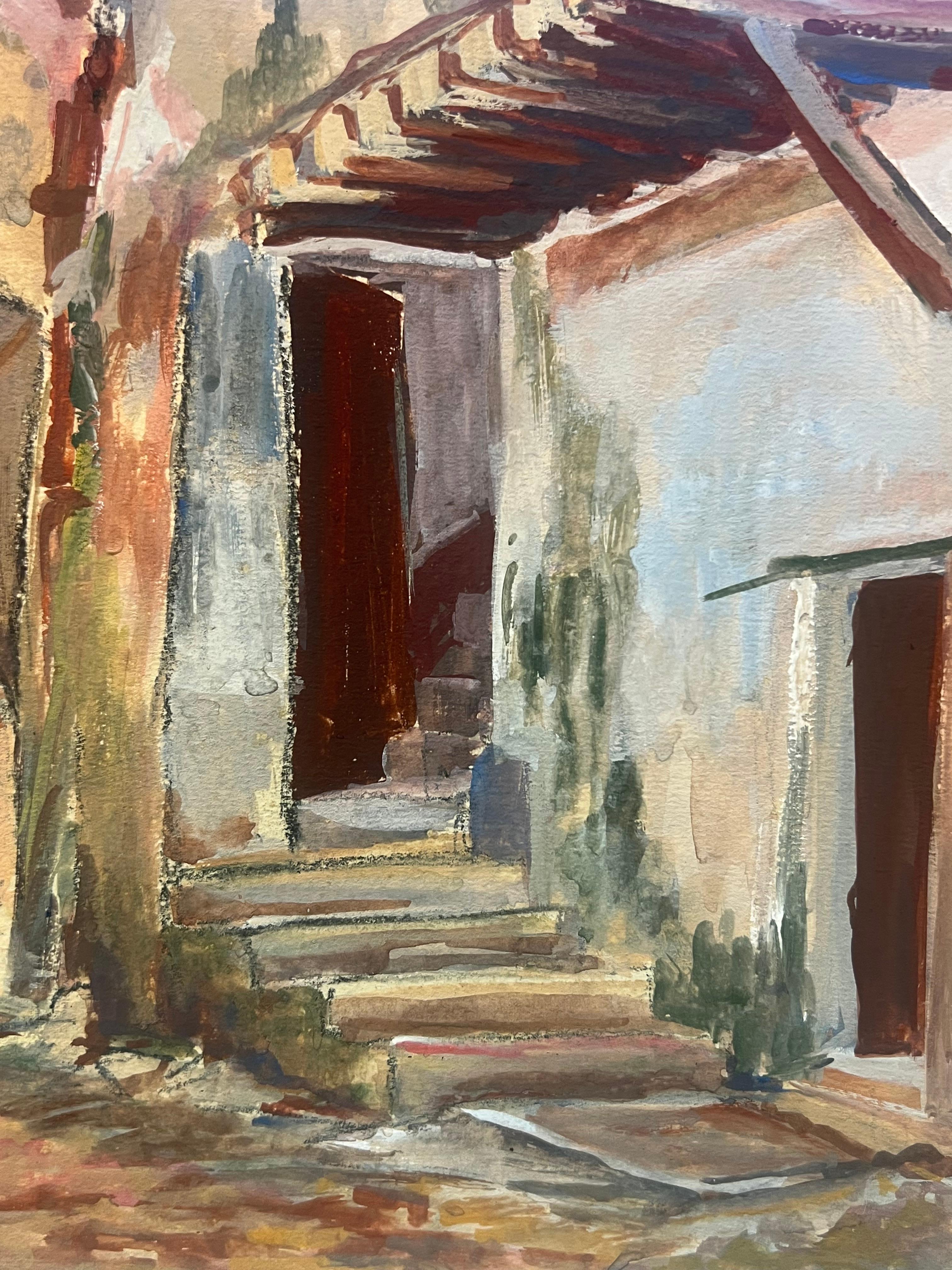 Arco e figure
di David David (artista francese, 1910-2018)
pittura a guazzo su carta d'artista, senza cornice
ansimante: 7,5 x 10,5 pollici
condizioni: Questo dipinto è in condizioni eccellenti, con colori vivaci e dettagli ben conservati. La tavola