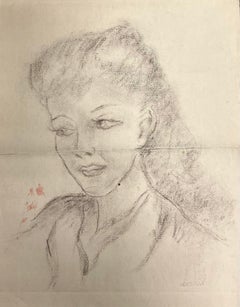 Graceful Portrait of a Woman Delicate Charcoal Sketch with Subtle Expression