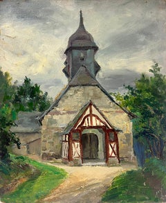 Historic Stone Chapel with Unique Timber-Framed Entrance and Steep Bell Tower
